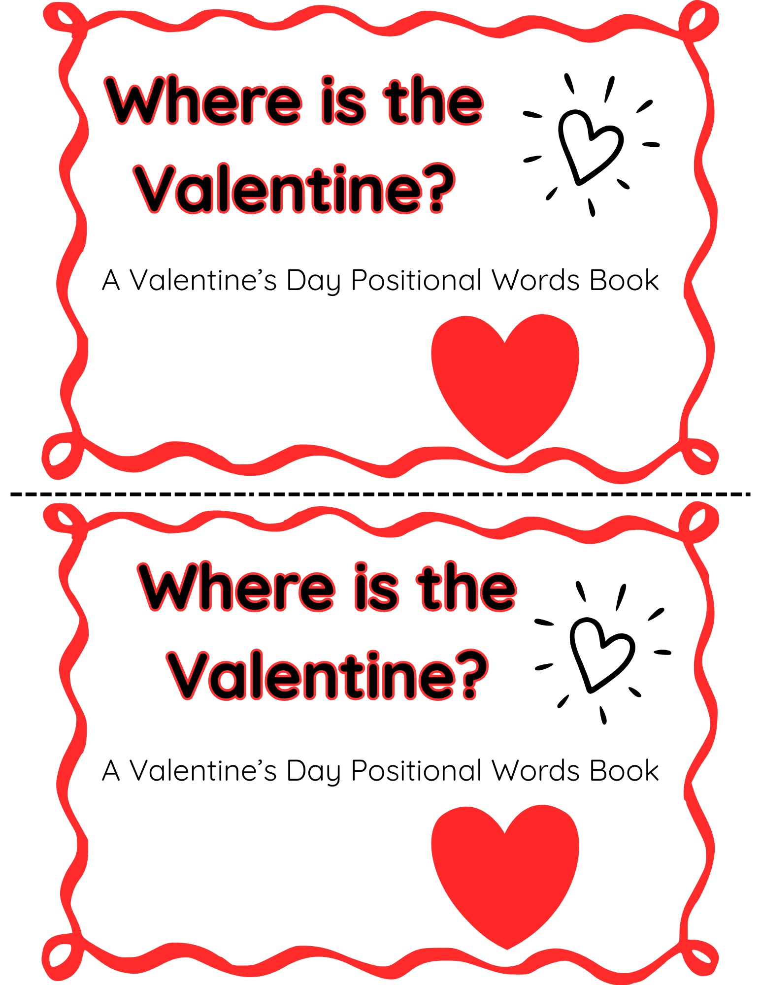 Valentine’s Day Positional Words Book