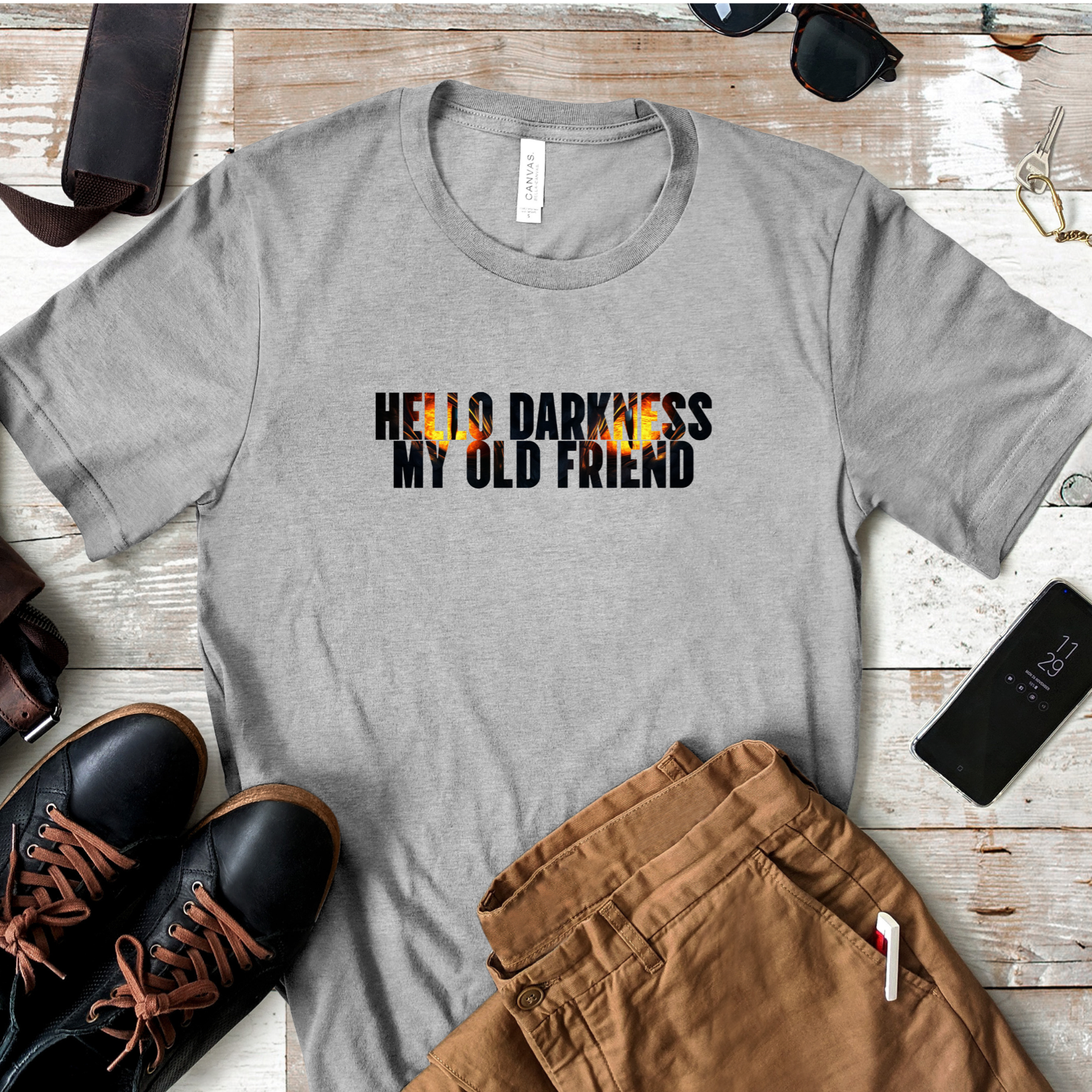 Fantasy Dragon Shirt – Hello Darkness My Old Friend Dragon Eyes Design – Unisex Cotton T Shirt