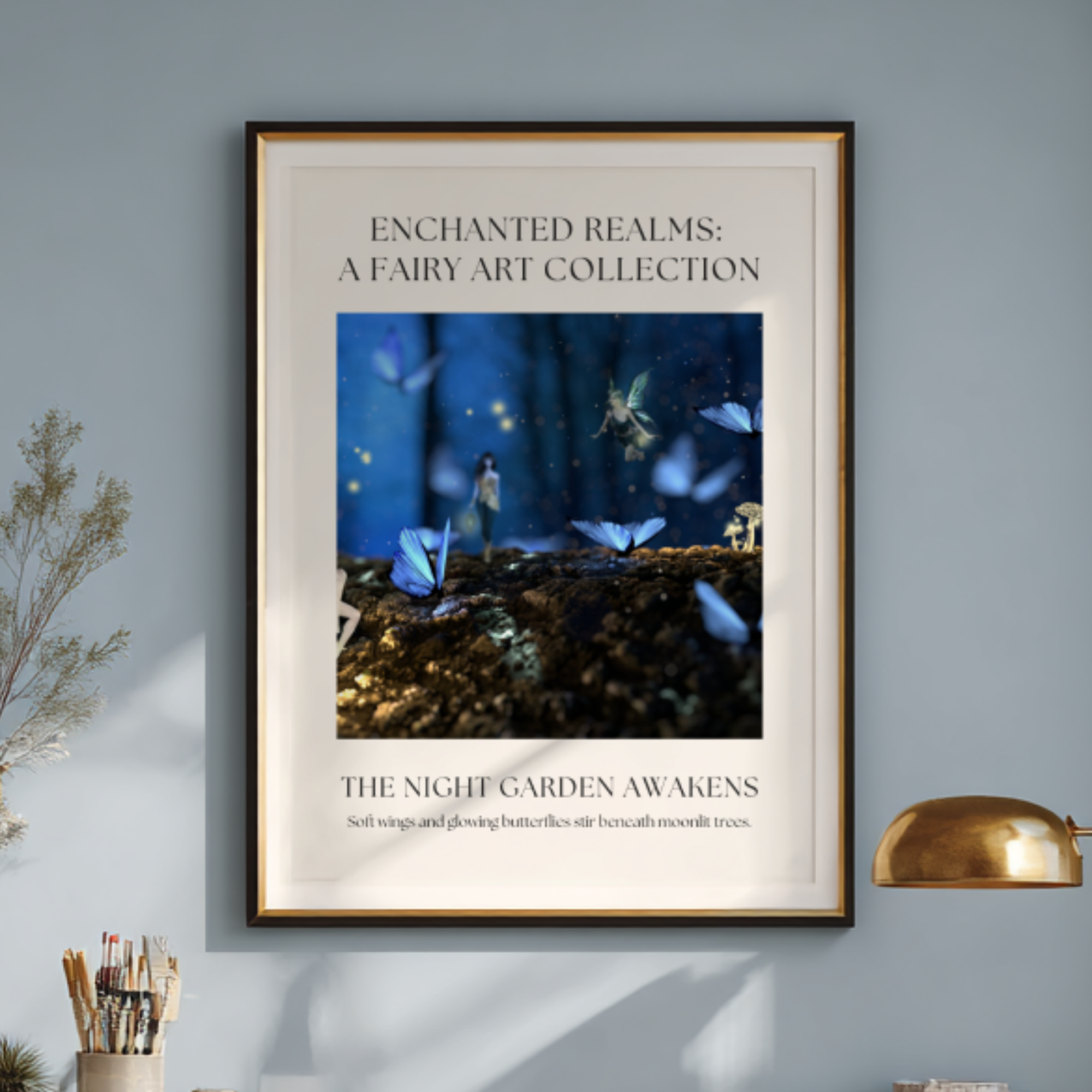 Fantasy Night Garden Art Print Wall Decor – “The Night Garden Awakens” Enchanted Woodland Illustration