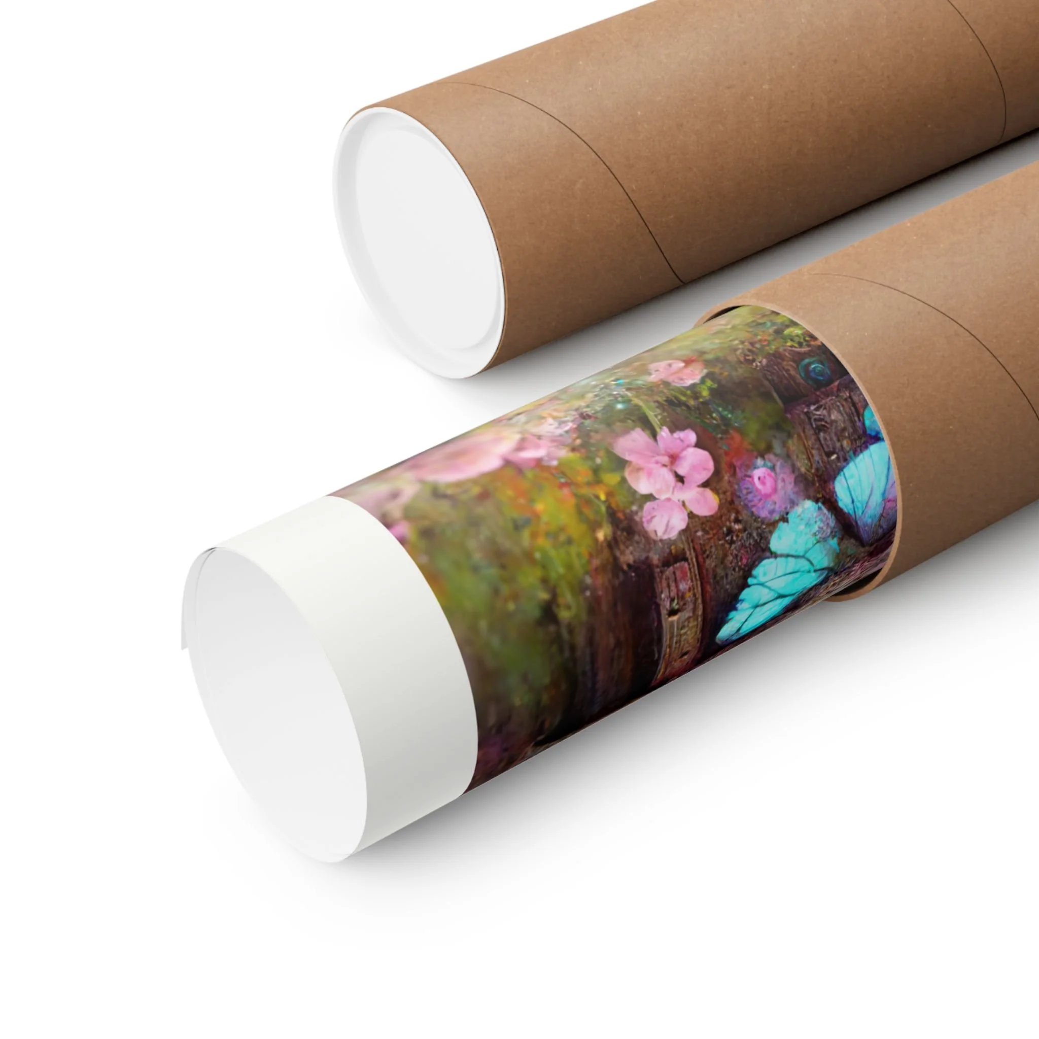 Rolled fantasy art print packaged in a protective kraft paper tube, designed to keep artwork safe during shipping