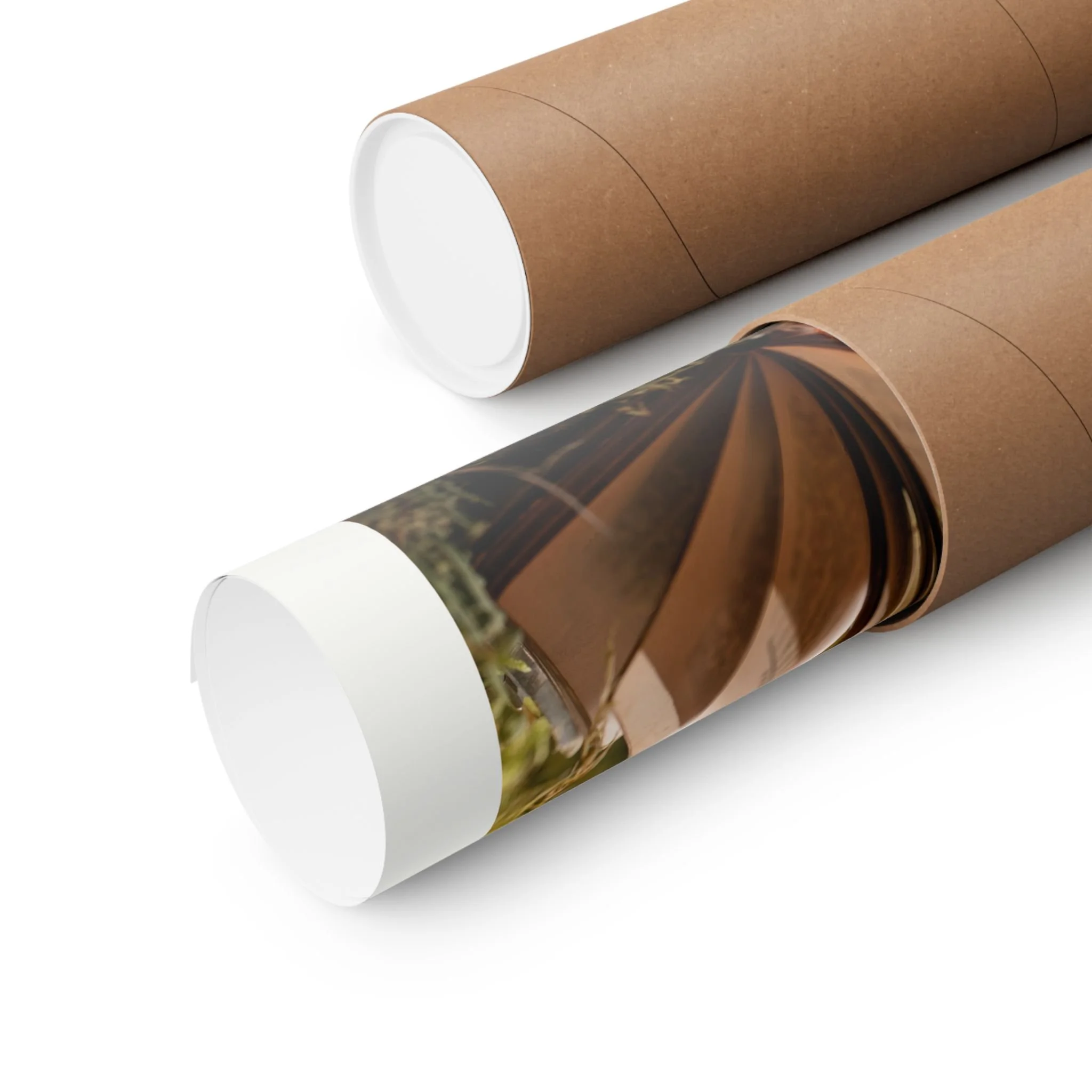 Rolled fantasy art print packaged in a protective kraft paper tube, designed to keep artwork safe during shipping