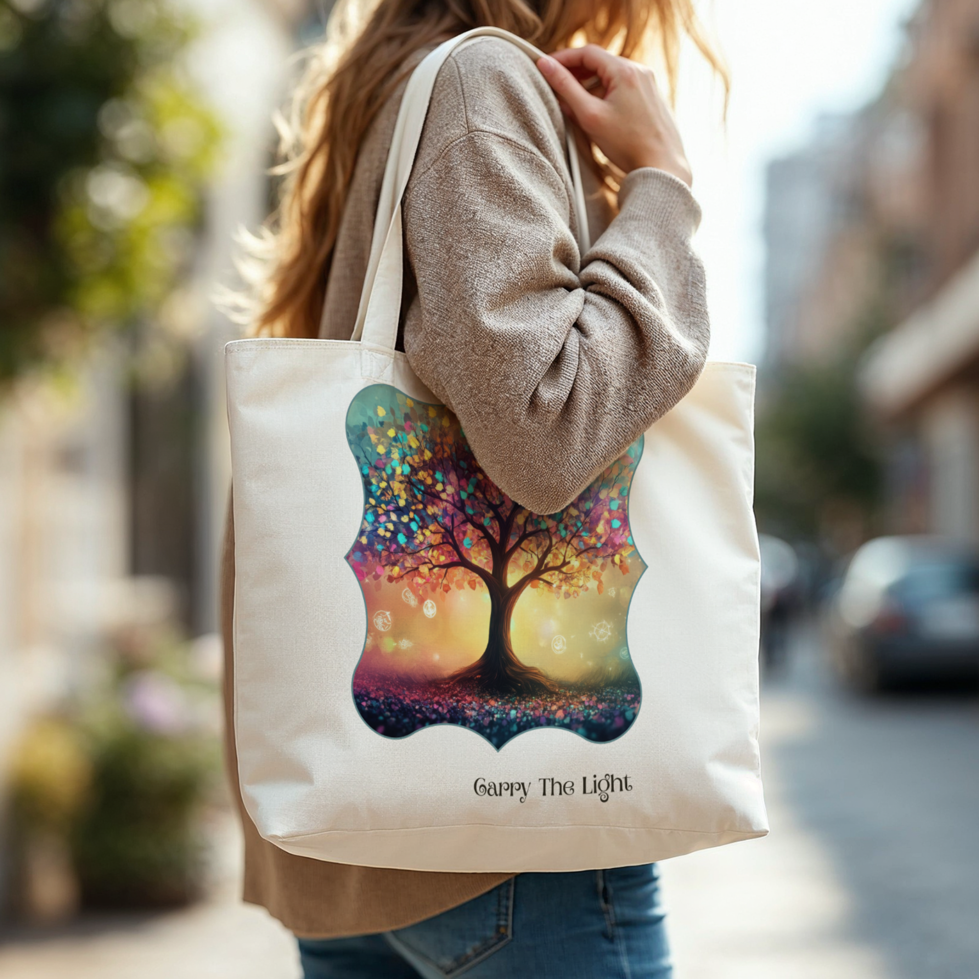 Enchanted Realms Canvas Tote Bag — "Carry The Light" Art Tote