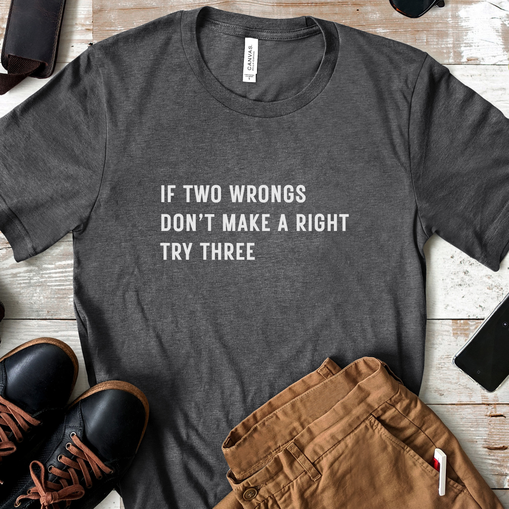 If Two Wrongs Don't Make a Right Funny Math Quote T Shirt Clever Logic Humor Design