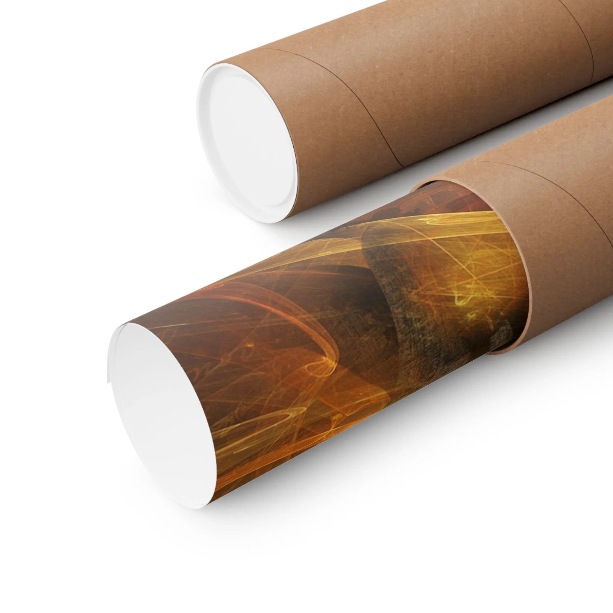 Rolled fantasy wall art poster packaged in a protective kraft paper tube, showing print quality and artwork detail.