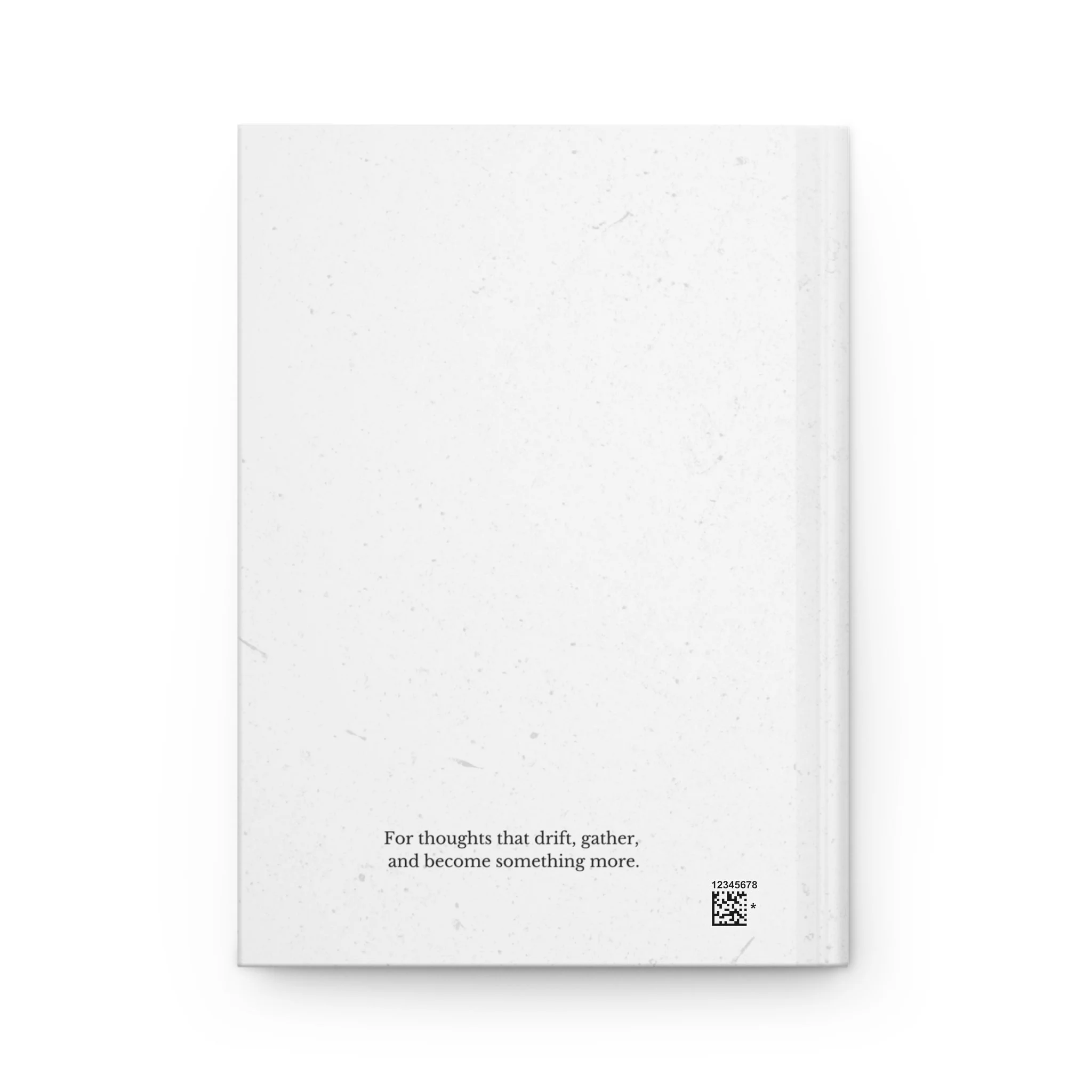 Back cover of Where Wonder Dwells journal with light speckled texture and printed quote