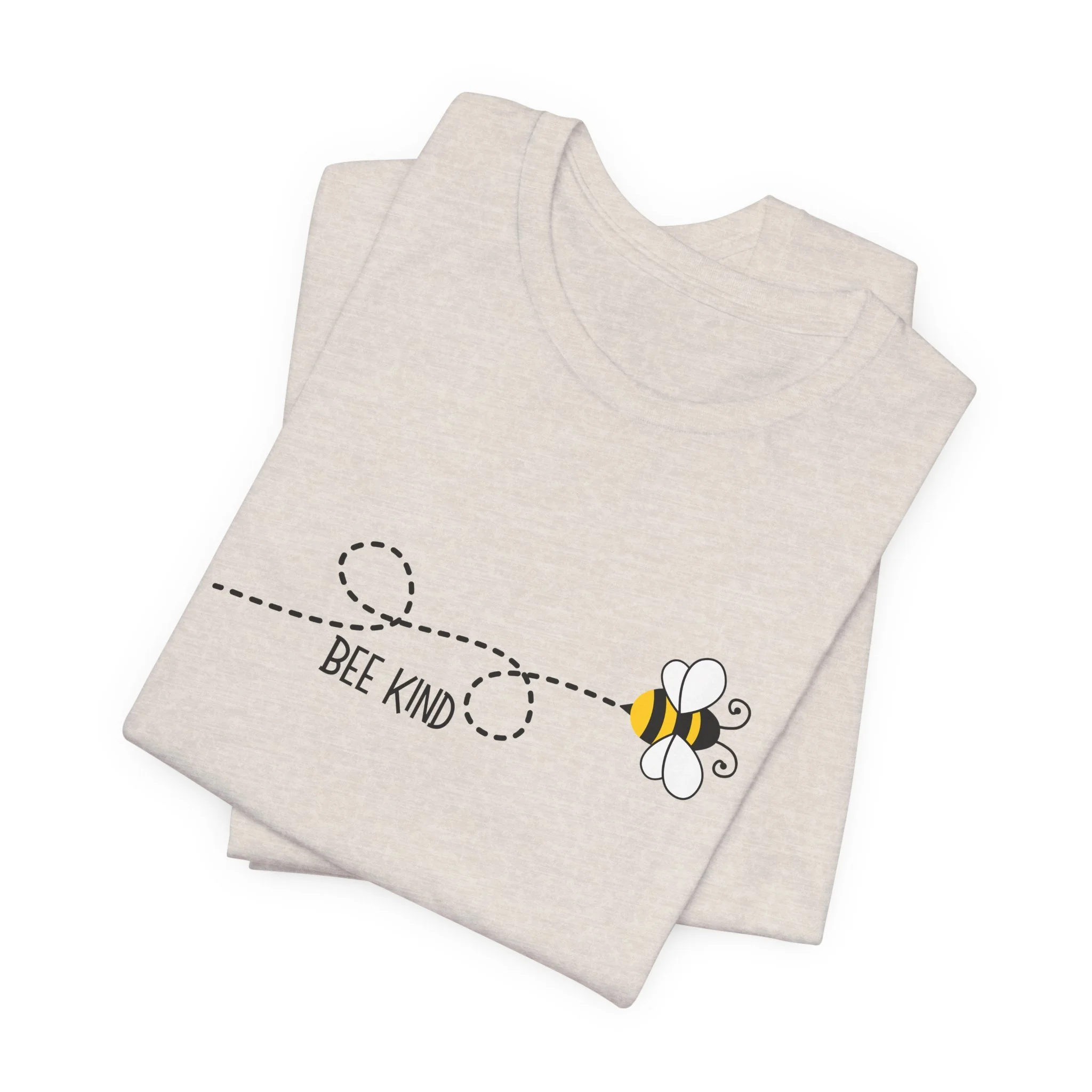 Folded heather dust t-shirt featuring Bee Kind graphic