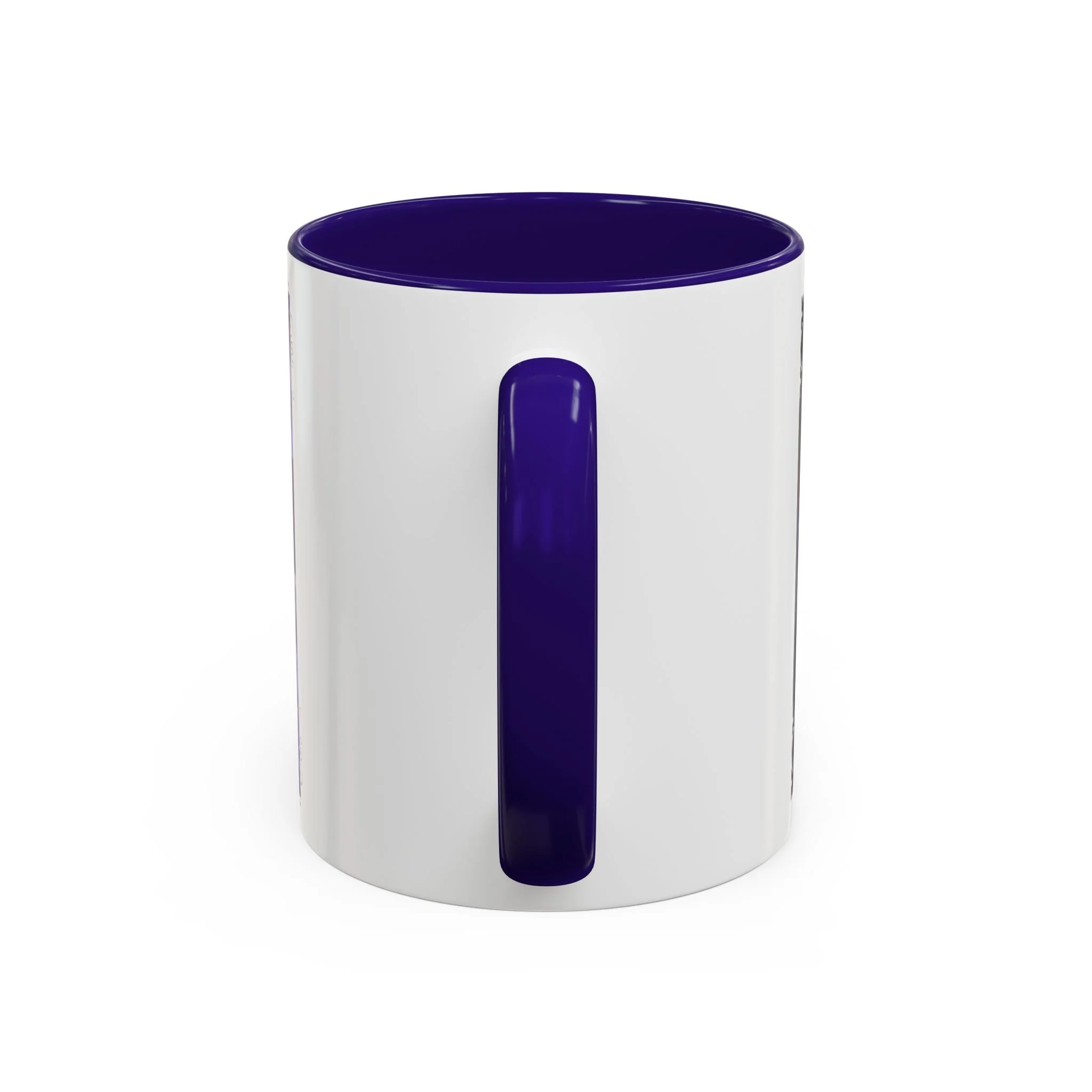 Close-up of purple C-shaped handle on I Will Find You in Every Life fantasy mug.