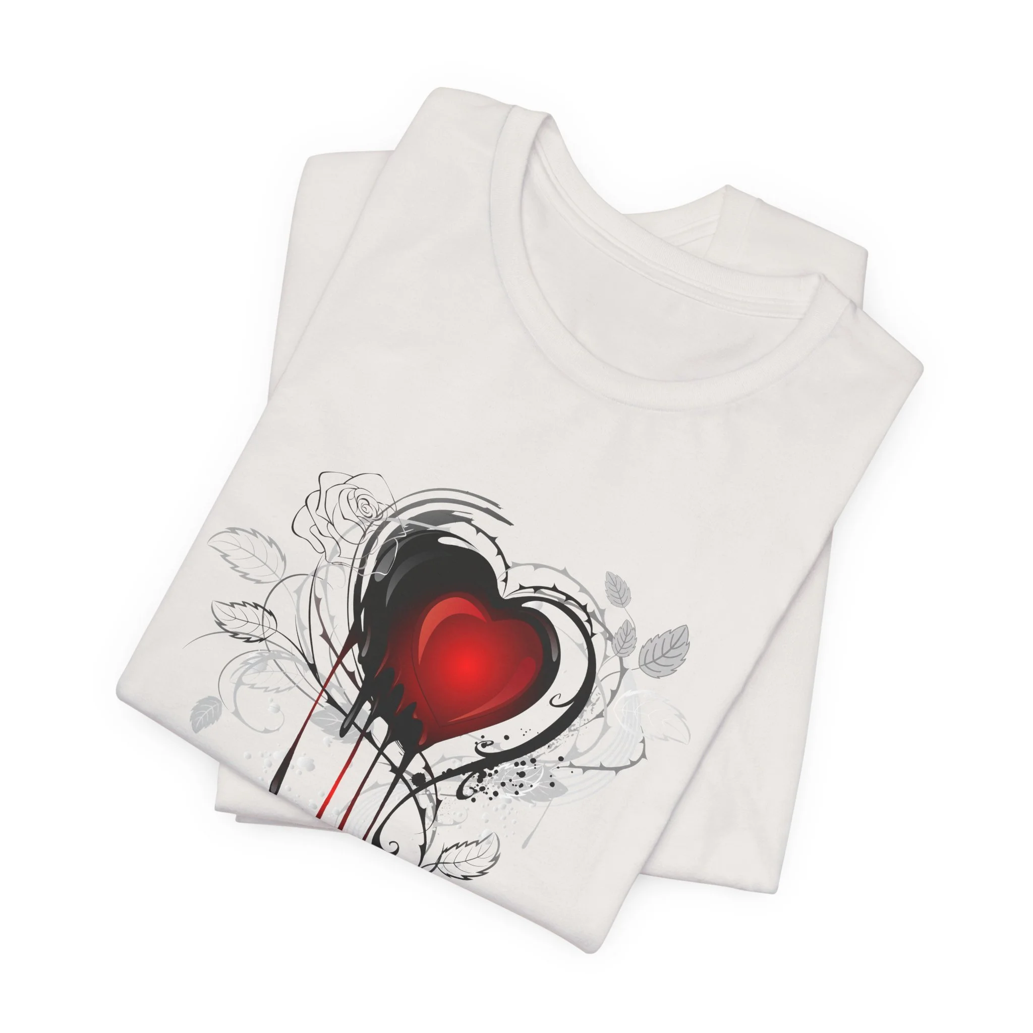 Beautifully Ruined gothic romance shirt in Vintage White with glowing heart design