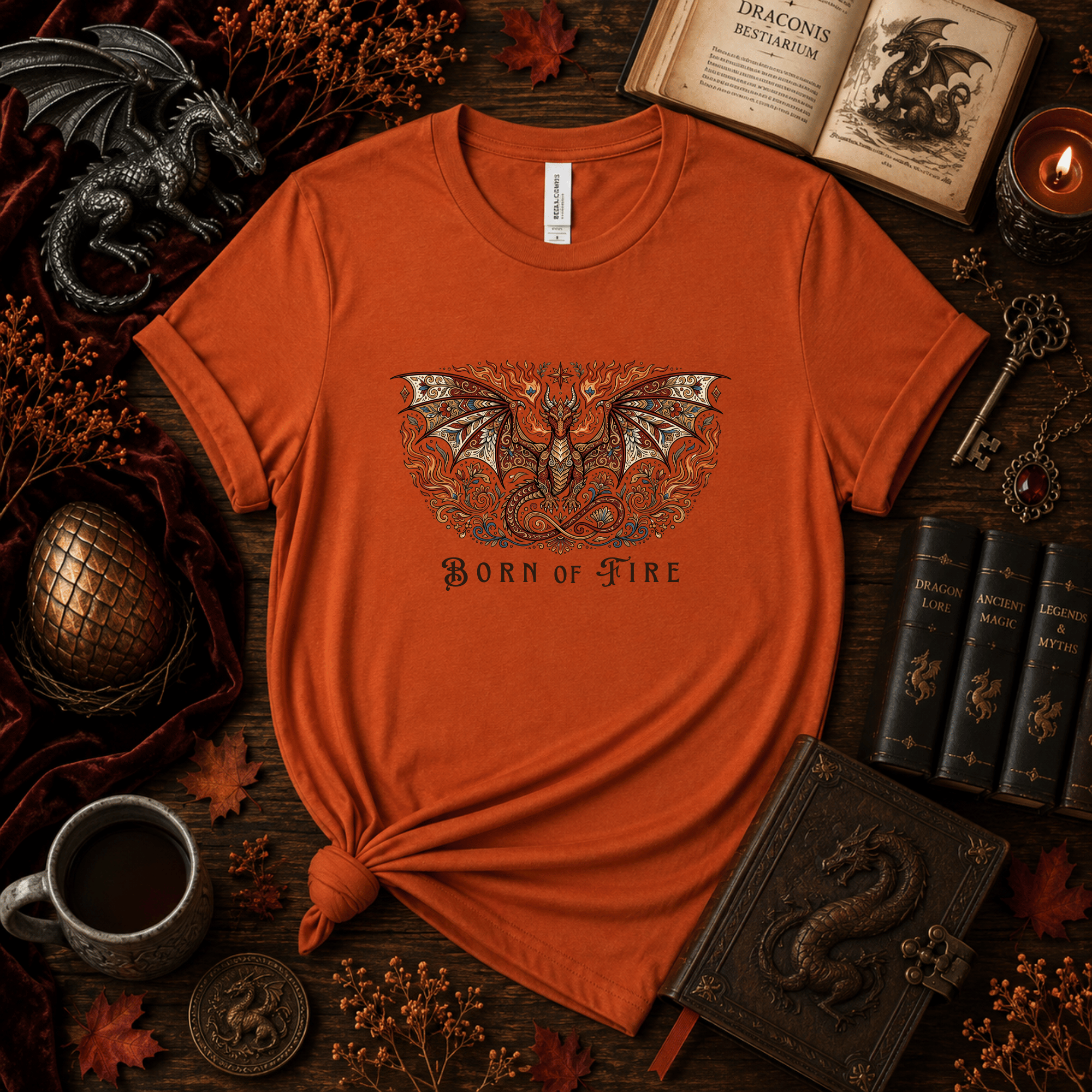Fantasy Dragon T-Shirt - "BORN OF FIRE" Design