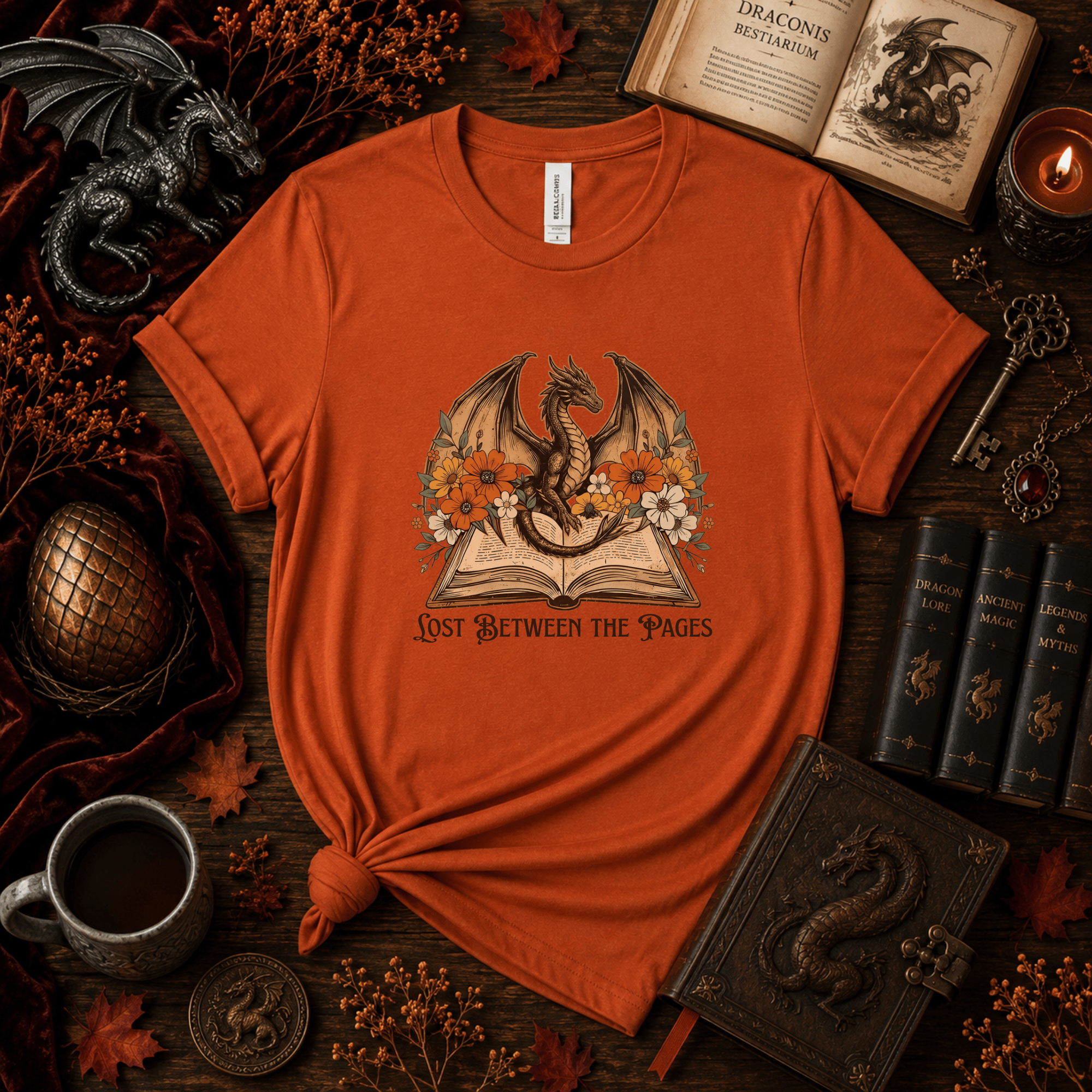 Fantasy Dragon T-Shirt - "Lost Between the Pages" Design