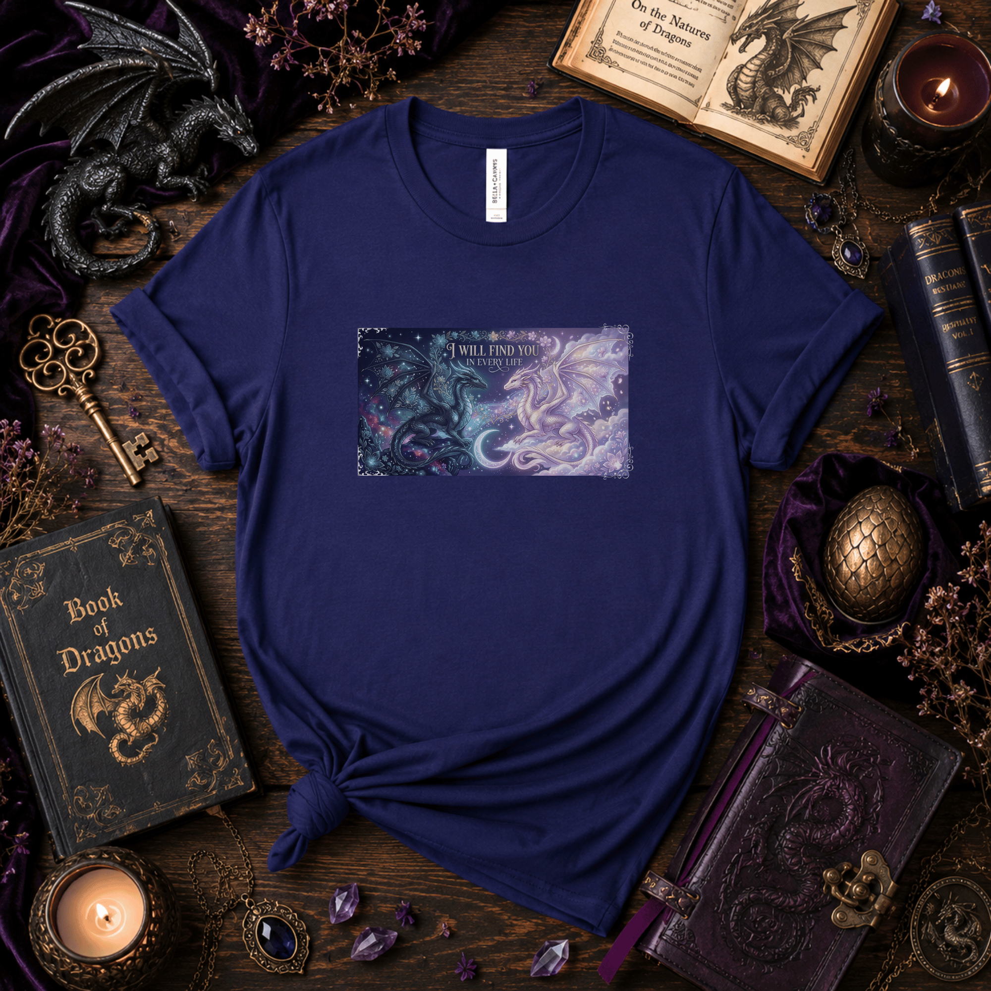 Fantasy Dragon T-Shirt - "I Will Find You In Every Life" Design