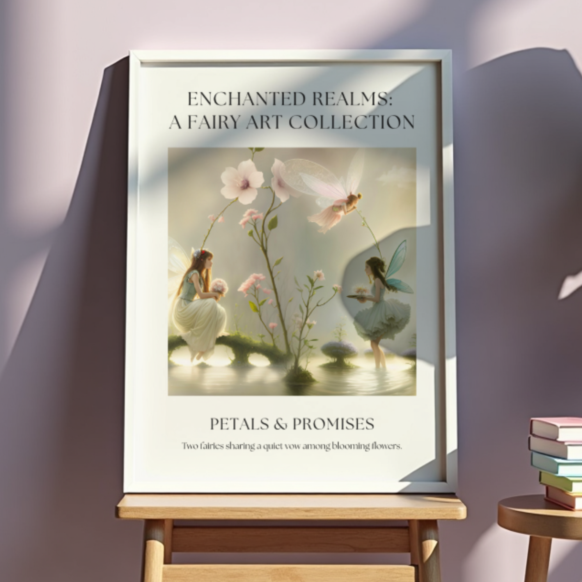 Fantasy Fairy Art Print Wall Decor – “Petals and Promises” Enchanted Floral Woodland Illustration