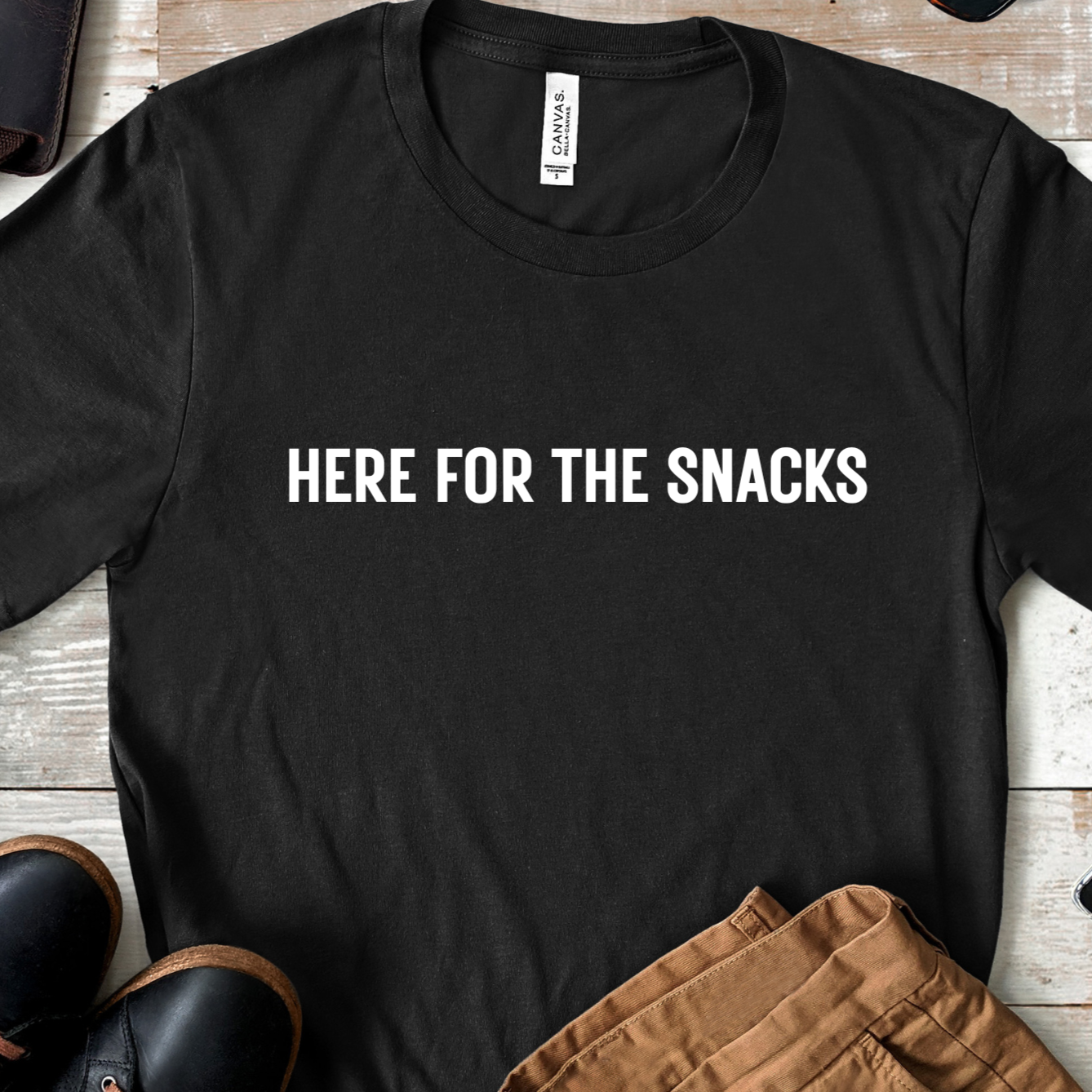 Here For The Snacks Minimalist Graphic T Shirt Unisex Cotton Tee