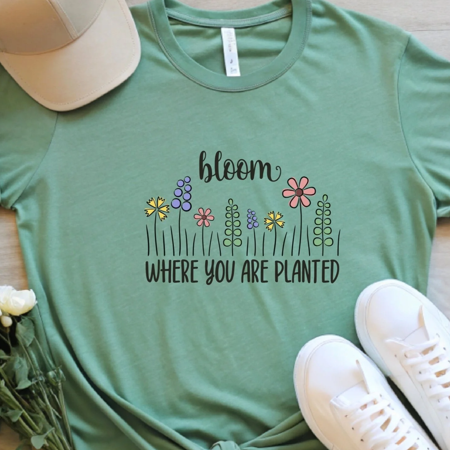 Bloom Where You Are Planted Shirt – Inspirational Floral Tee, Garden Lover Gift, Positive Quote Shirt