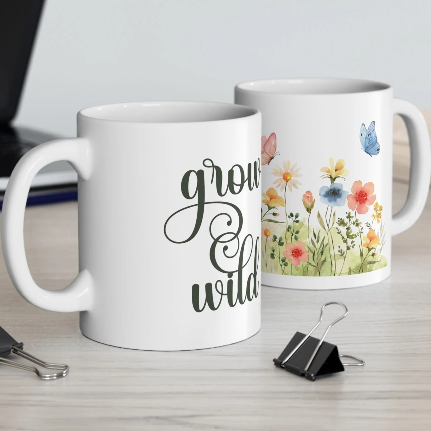 Grow Wild Floral Mug – Wildflower Ceramic Coffee Cup (11oz, 15oz)