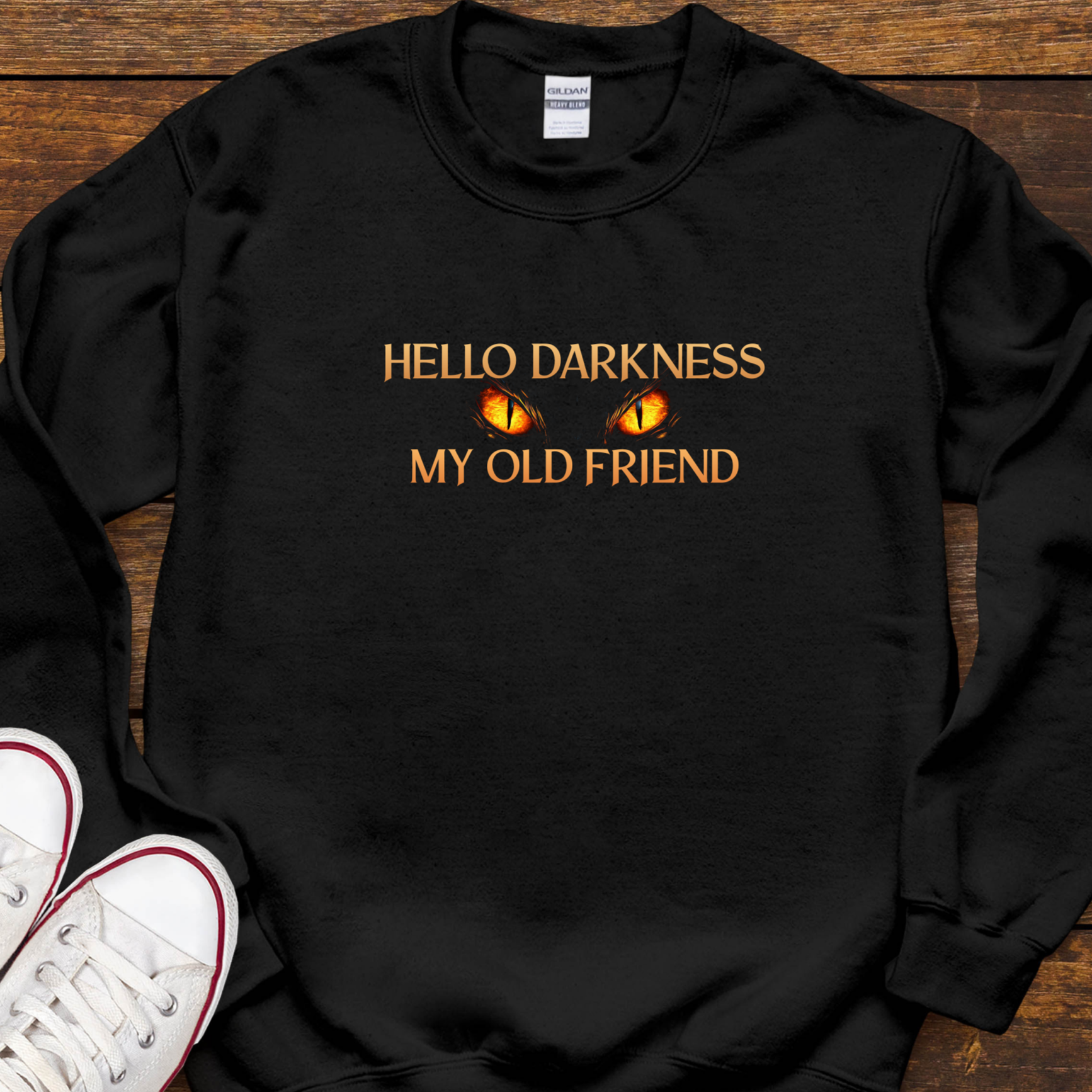 Hello Darkness My Old Friend Dragon Eyes Sweatshirt – Cozy Fantasy Crewneck for Dragon Lovers