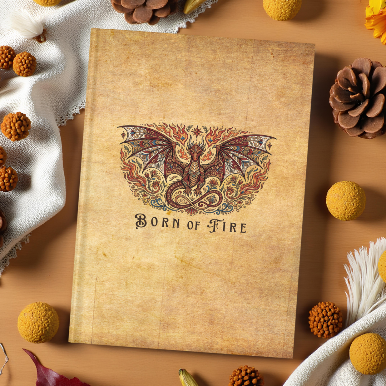 Born of Fire Hardcover Journal – Dragon Fantasy Writing Notebook