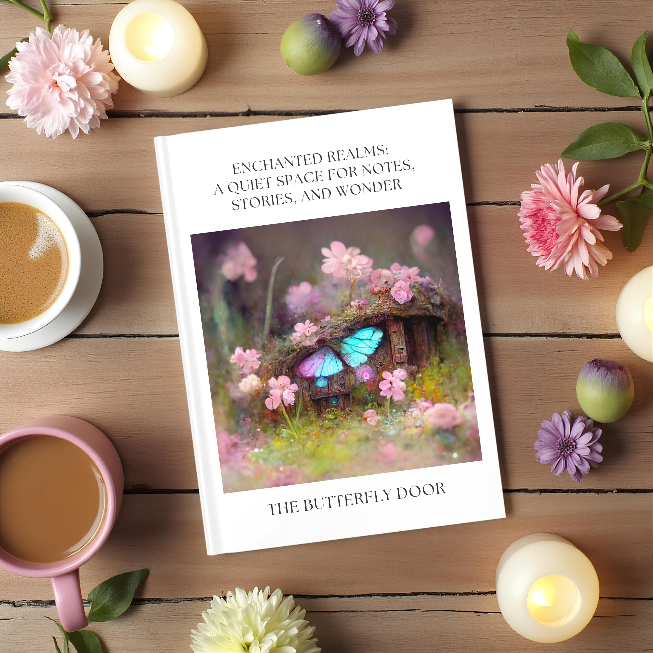 Enchanted Realms Hardcover Journal — "The Butterfly Door" Fairy Notebook for Notes & Stories
