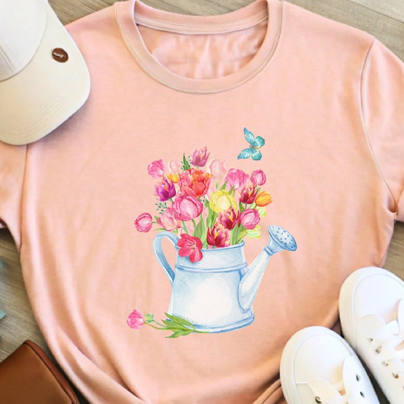Tulips in Watering Can Shirt – Spring Garden Tee, Flower Lover Gift, Floral Cottagecore Shirt