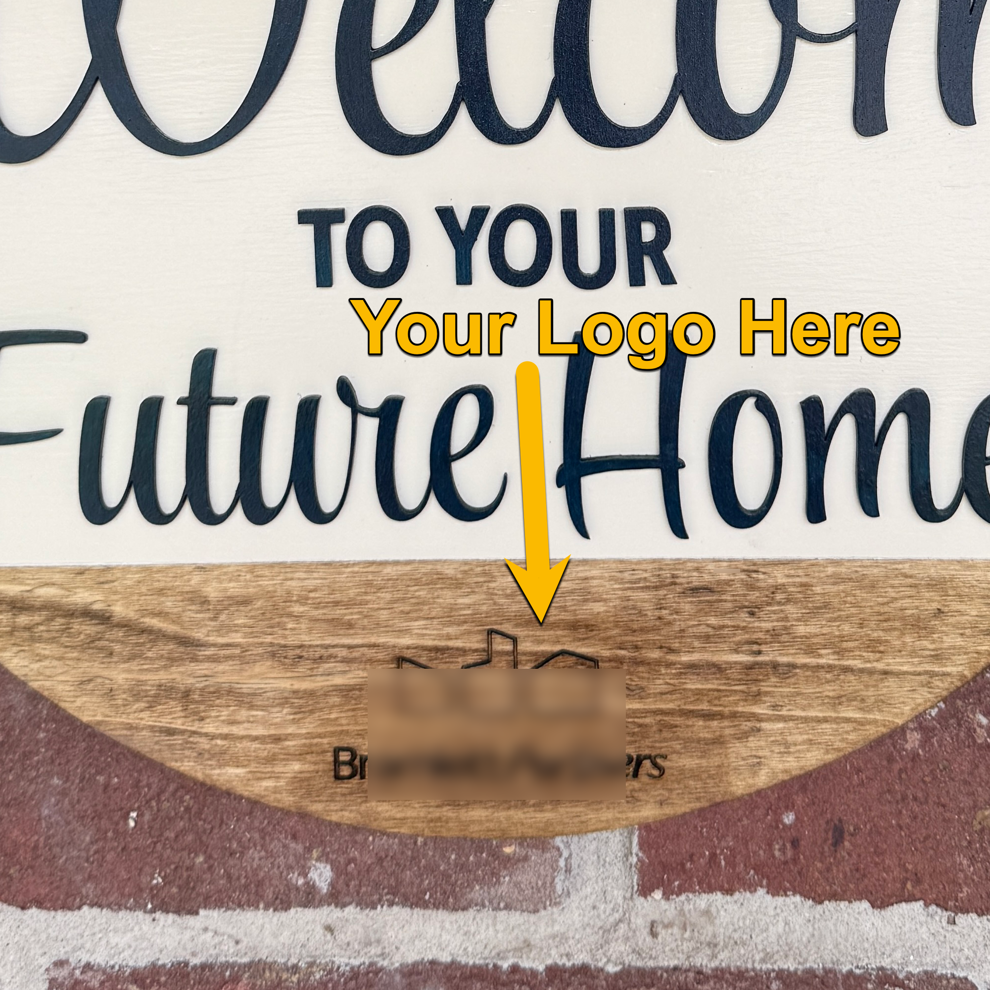 Realtor door hanger personalized with custom message and company logo engraving.