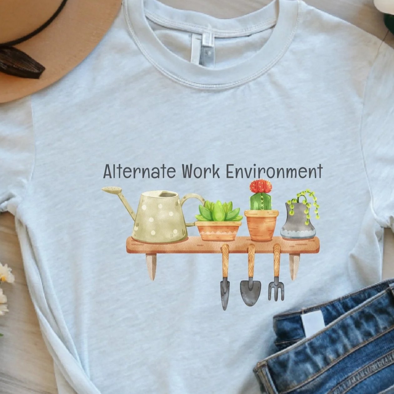 Alternate Work Environment Shirt – Fun Spring Flower Tee, Garden Lover Gift, Floral Cottagecore Shirt