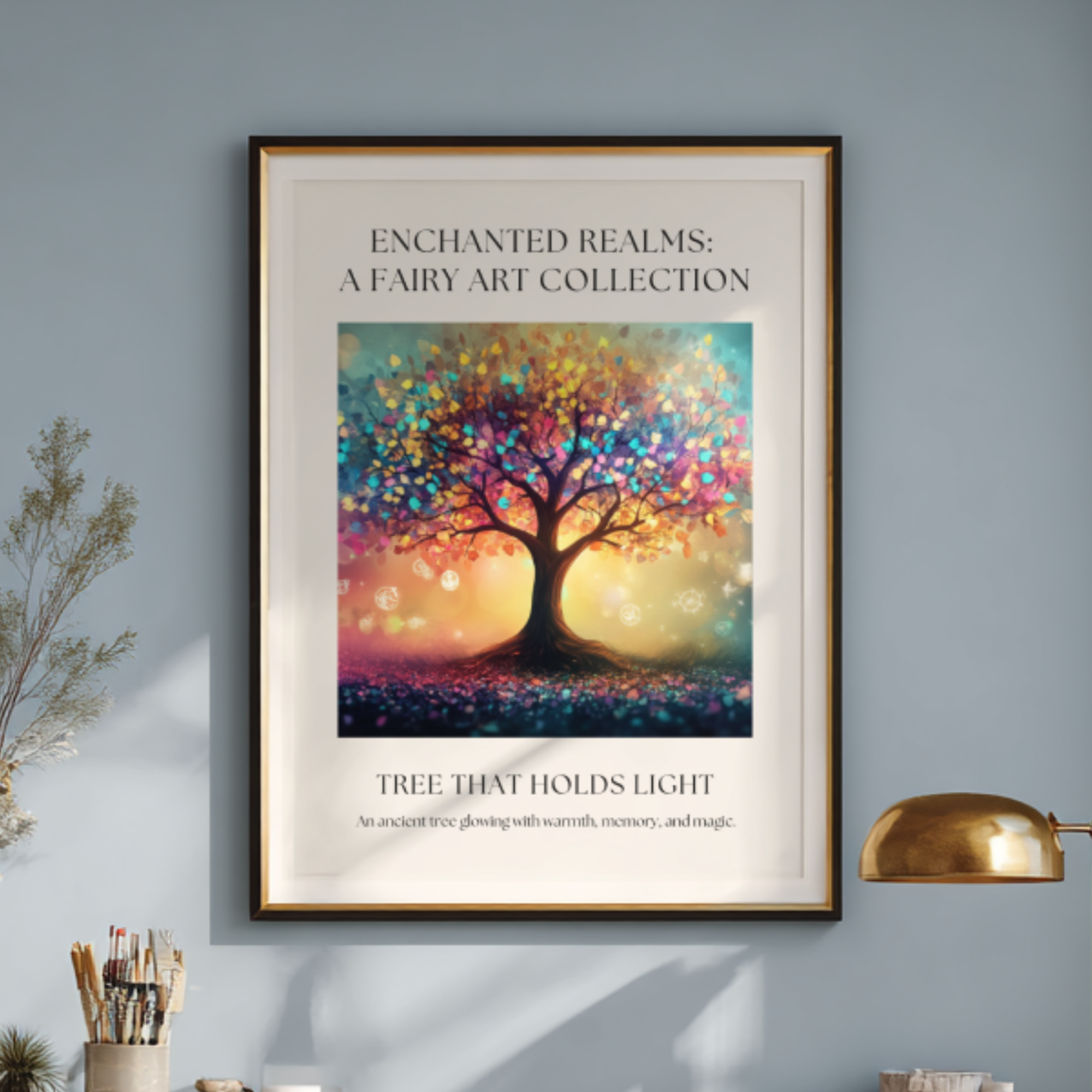 Fantasy Tree Art Print Wall Decor – “Tree That Holds Light” Enchanted Woodland Illustration