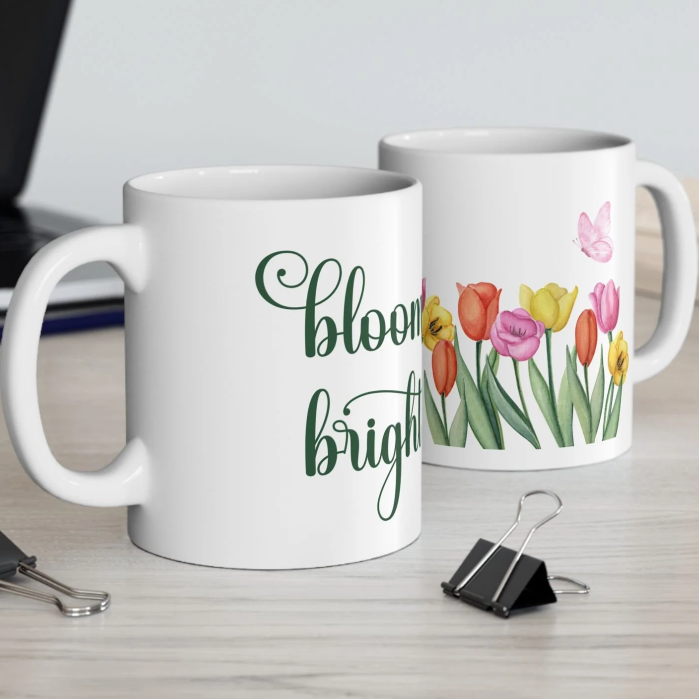 Bloom Bright Floral Mug – Tulip Design Ceramic Coffee Cup (11oz, 15oz)