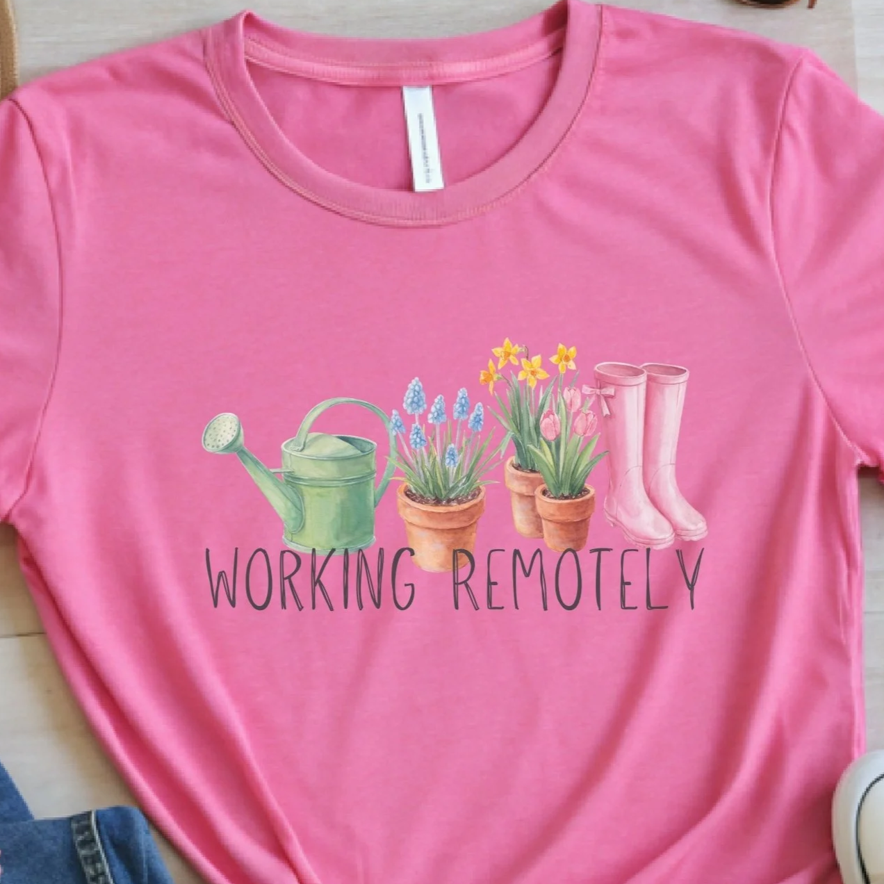 Working Remotely Shirt – Fun Spring Flower Tee, Garden Lover Gift, Floral Cottagecore Shirt