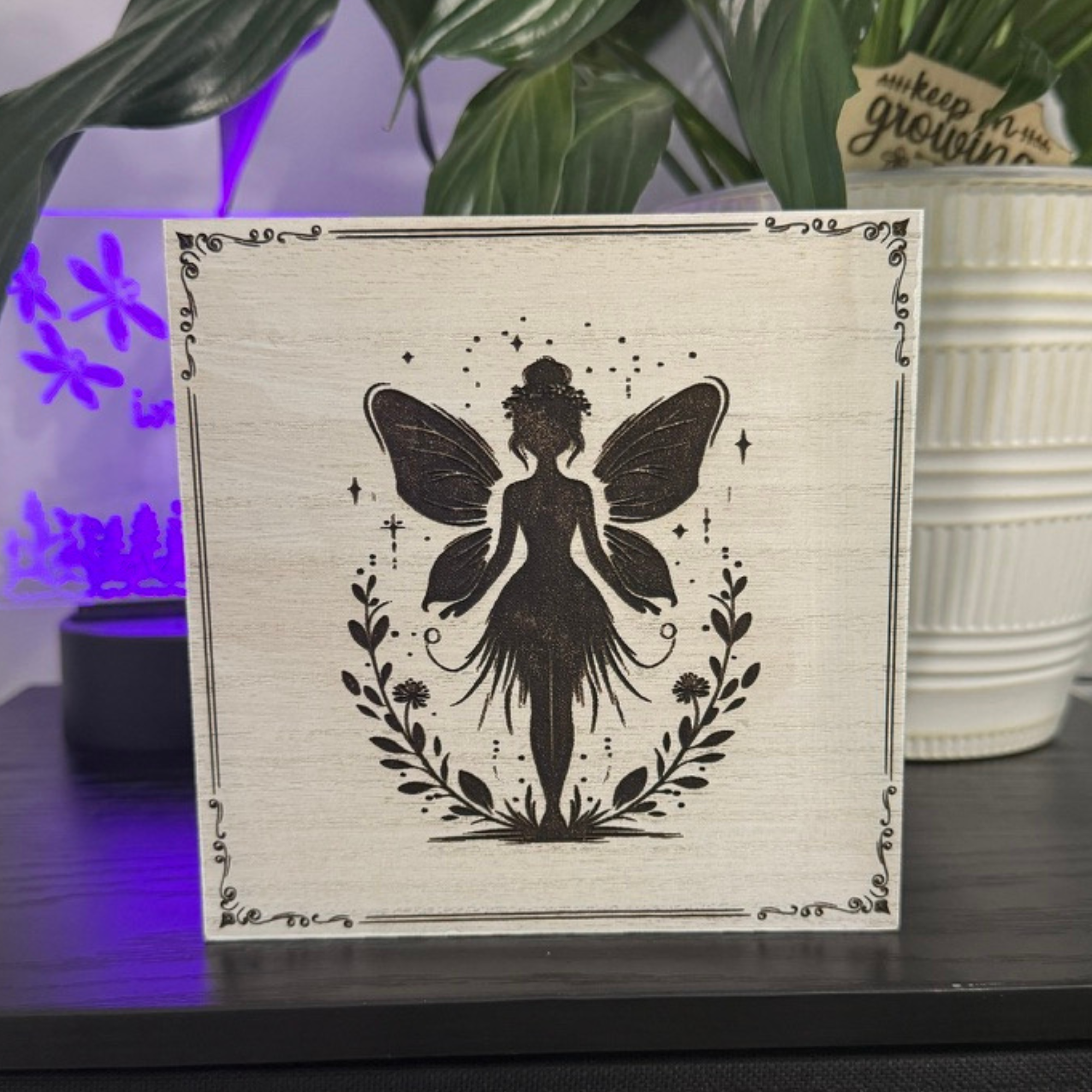 Guardian Fairy Fantasy Wood Shelf Sitter – Mystical Fairy Decor for Bookish and Magical Spaces