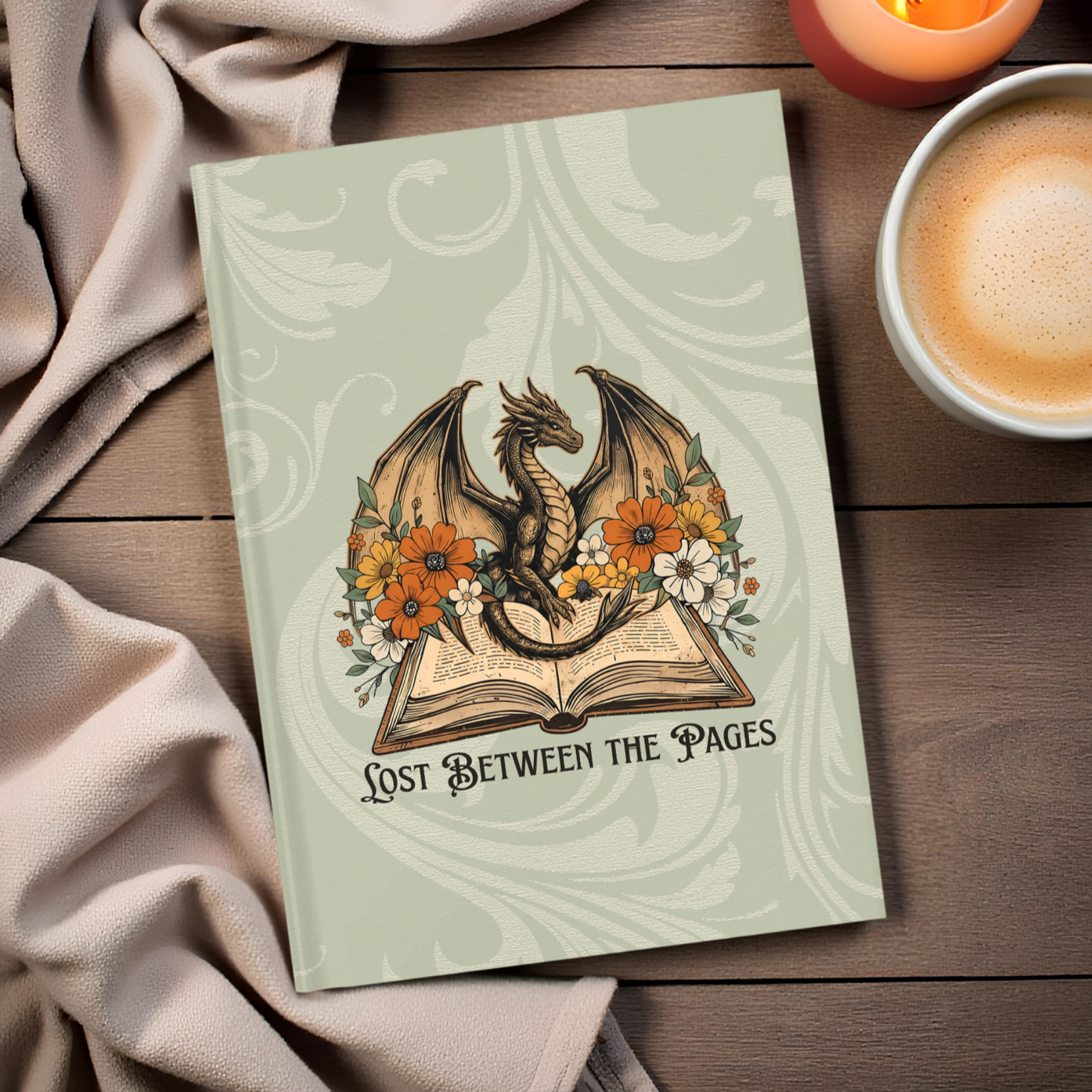 Lost Between the Pages Hardcover Journal – Fantasy Dragon Writing Notebook