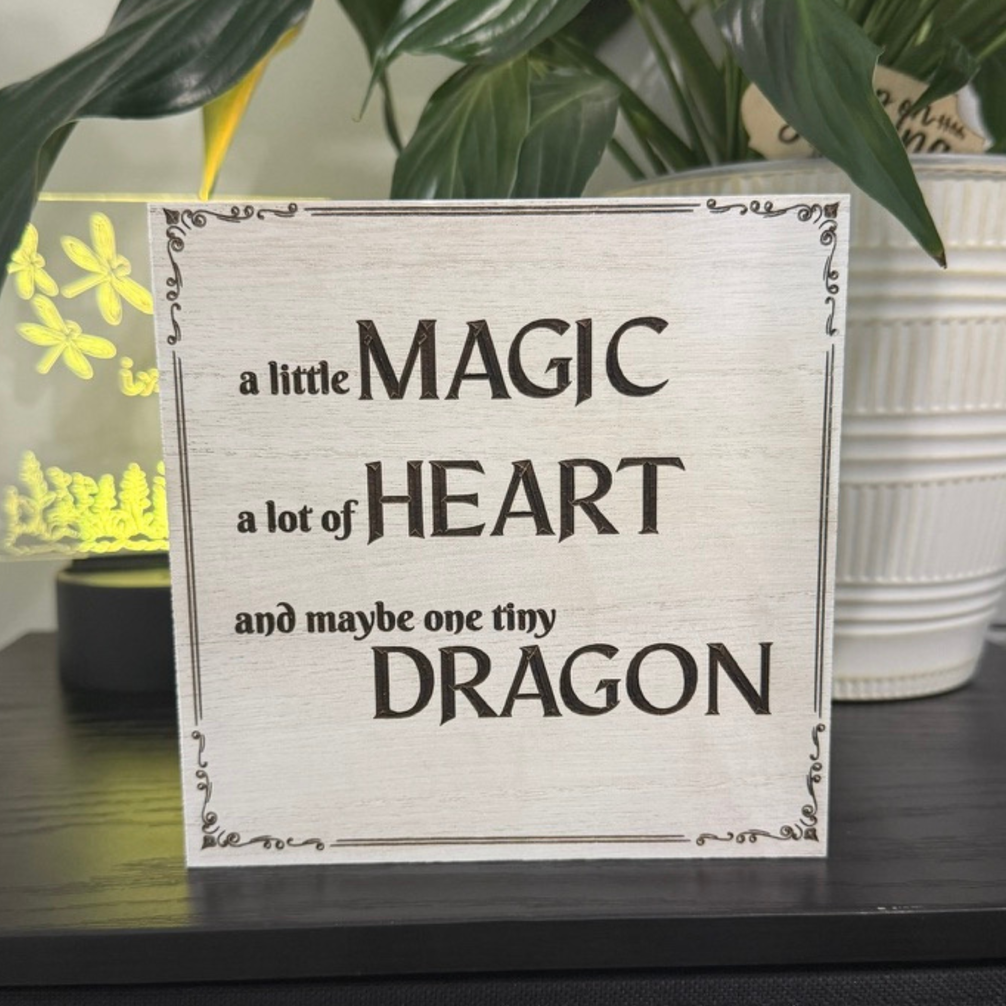 A Little Magic A Lot of Heart Dragon Shelf Sitter – 6x6 Handcrafted Fantasy Wood Decor