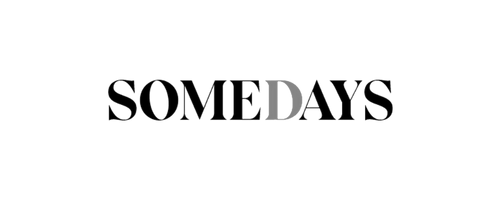 Text saying 'SOME DAYS' in black and gray letters with a black background.