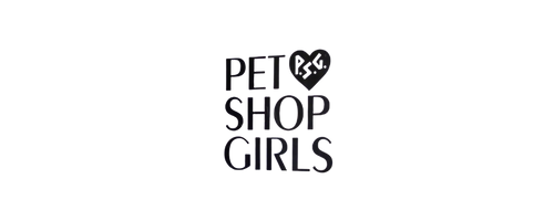Graphic text logo reading "Pet Shop Girls" with a small heart symbol.