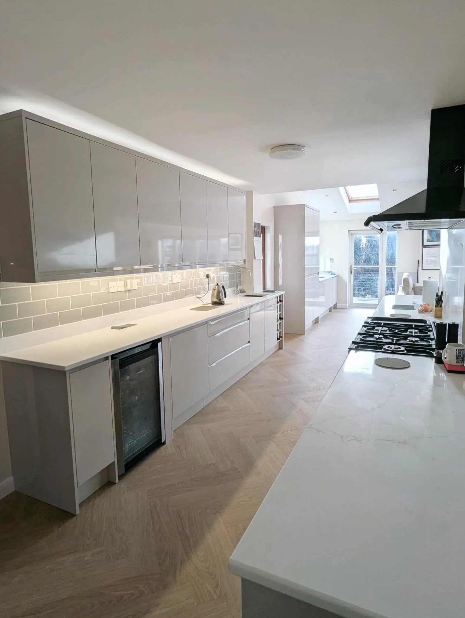 This one? We&rsquo;d have it in our own homes. 🖤
A full strip-out, floors made good, herringbone laid, and a bespoke contemporary kitchen fitted from start to finish, this is exactly the kind of project we love getting stuck into.
The layout was car