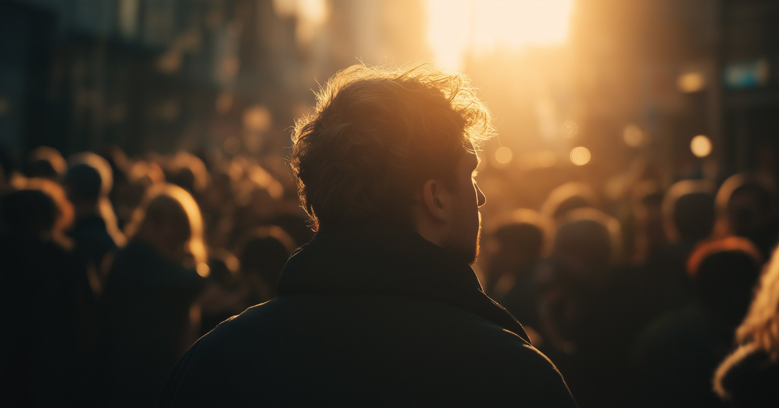 Mies väkijoukossa. Vastavalo.