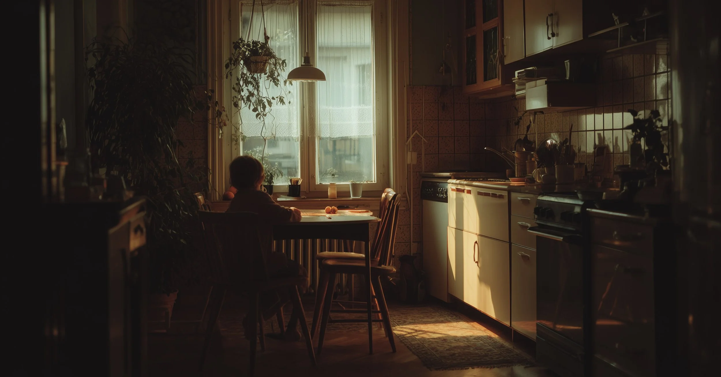 poika tyhjässä keittiössä 90-luvulla