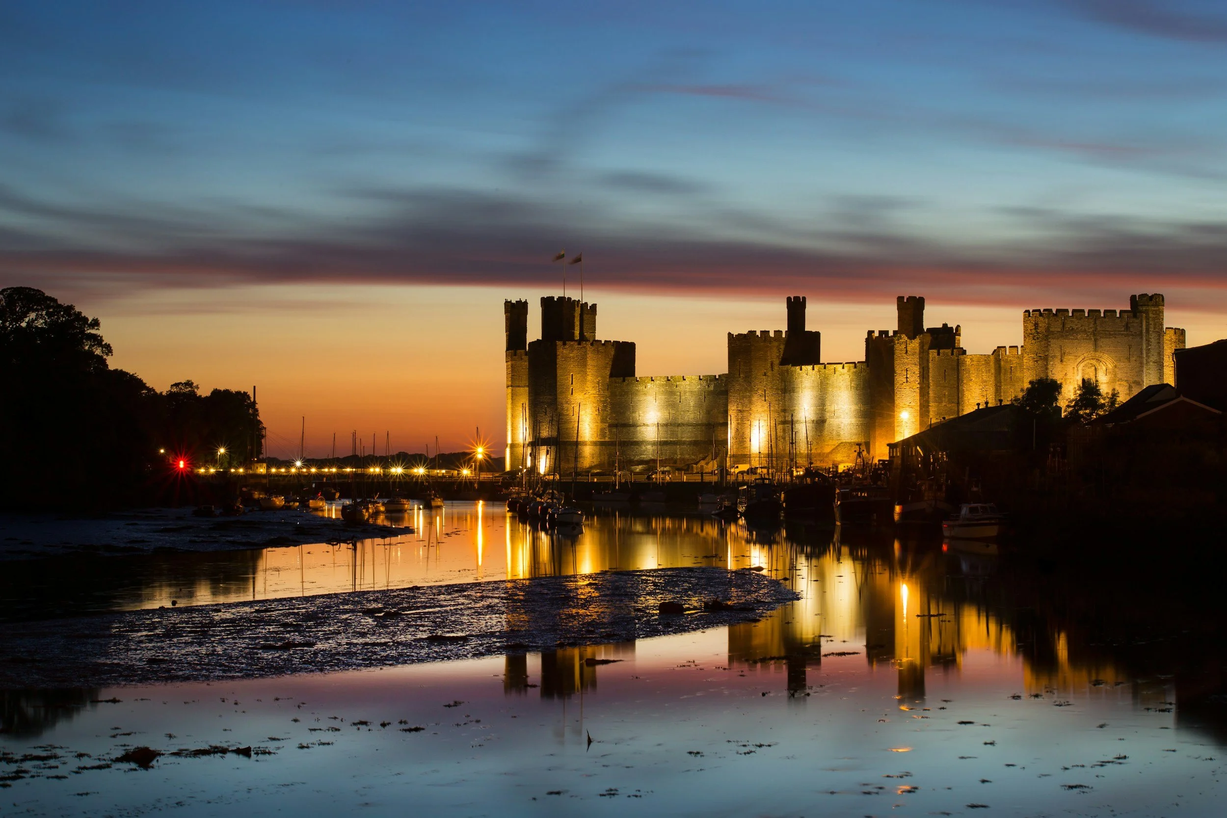 Caernarfon Castle at dusk