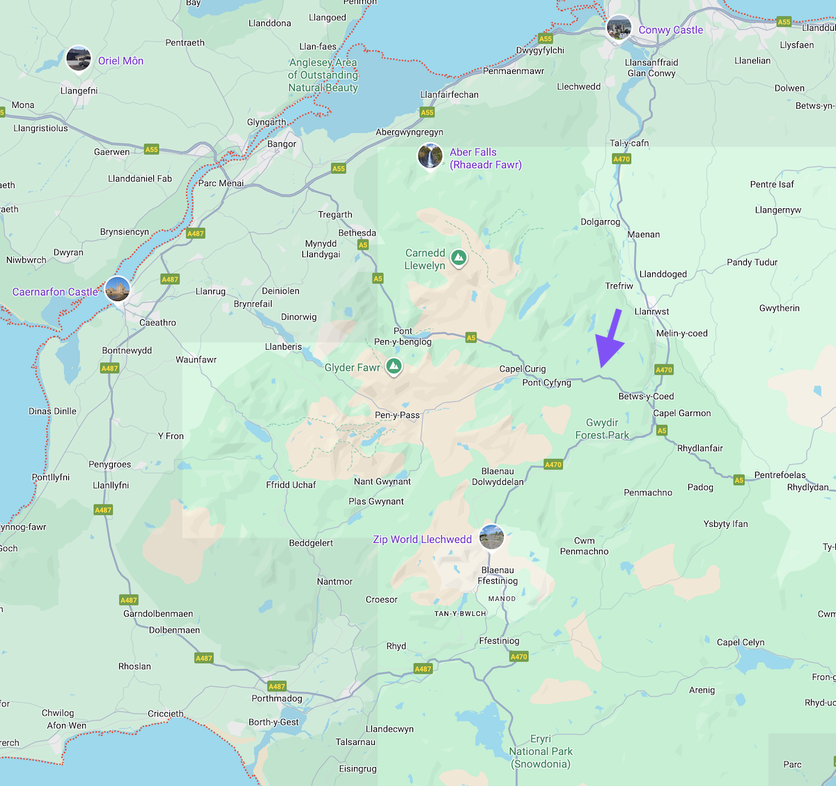 Map of Glyn Shepherds Hut in Snowdonia