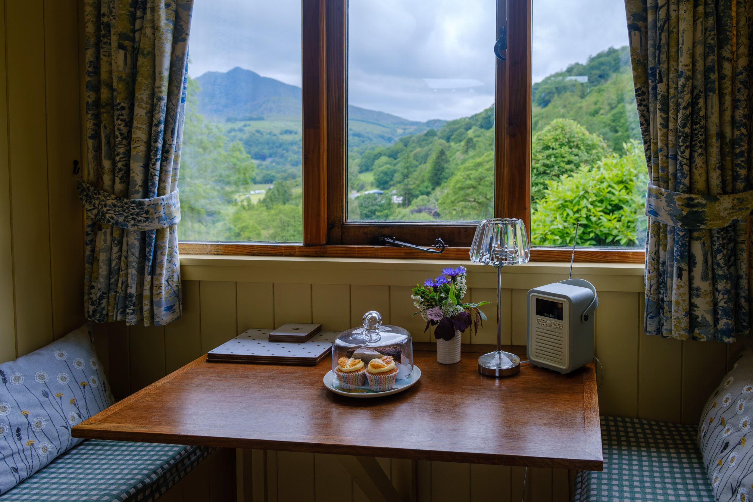 The view of Moel Siabod from Glyn Shepherds Hut in Snowdonia