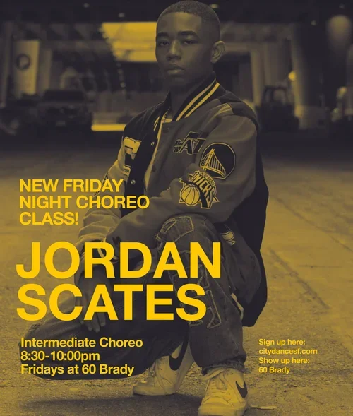Jordan Scates Friday intermediate choreography class promotional poster