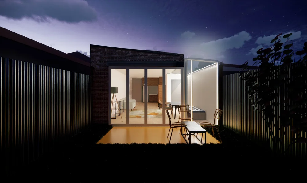 House extension night render - Albion project