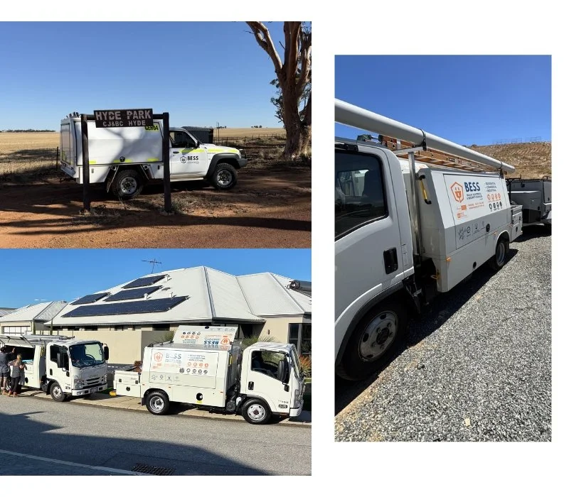 Bailey Electrical and Security Services vehicles working across Perth and regional Western Australia