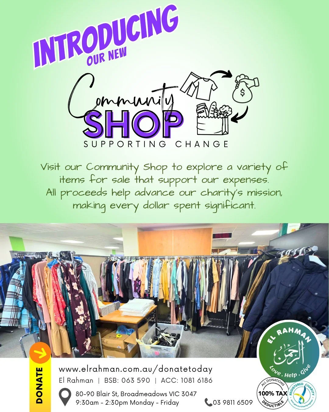 # Shop with Us!
We warmly invite you to visit our Community Shop, where you can say hello and browse through a diverse selection of items available for purchase that help support our expenses. Each item has a minimum price, but you are encouraged to 