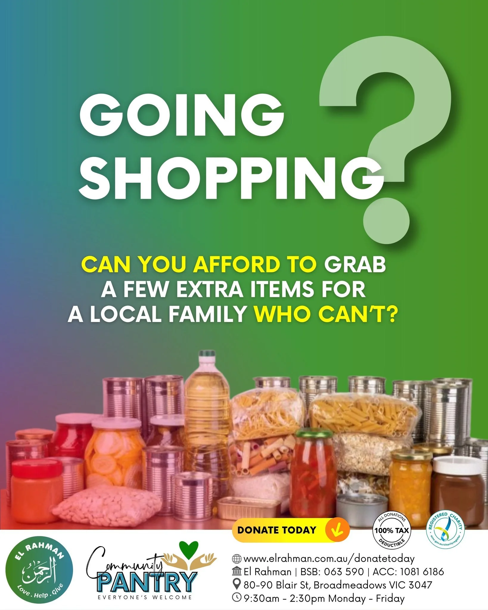 As we are continuously providing fresh &amp; pantry foods to less fortunate locals, we are consistently needing to replenish shelves, and we solely rely on community support to fund our projects. We always need more long life foods to distribute.

Dr