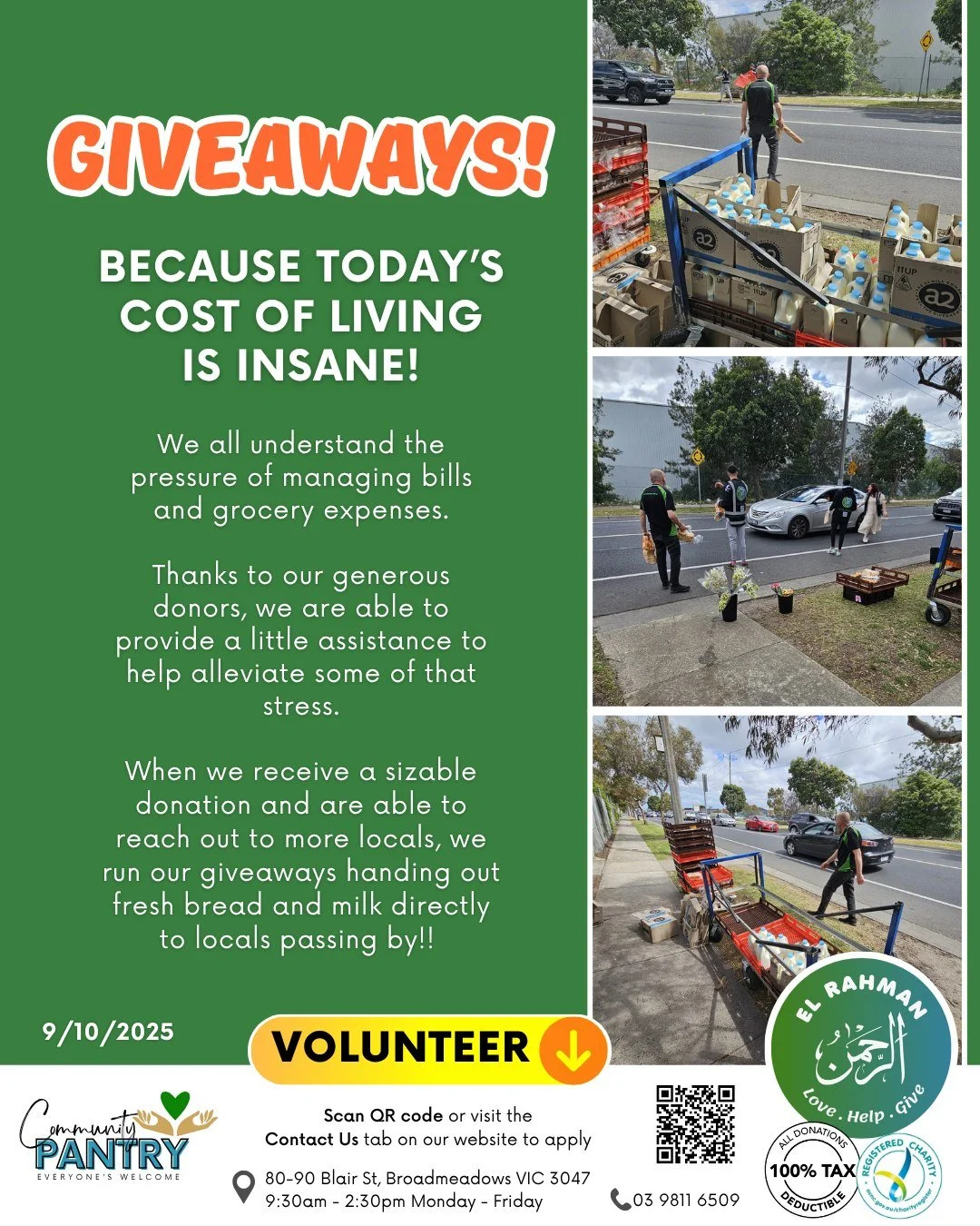 We all understand the pressure of managing bills and grocery expenses.
Thanks to our generous donors, we are able to provide a little assistance to help alleviate some of that stress.

When we receive a sizable donation and are able to reach out to m