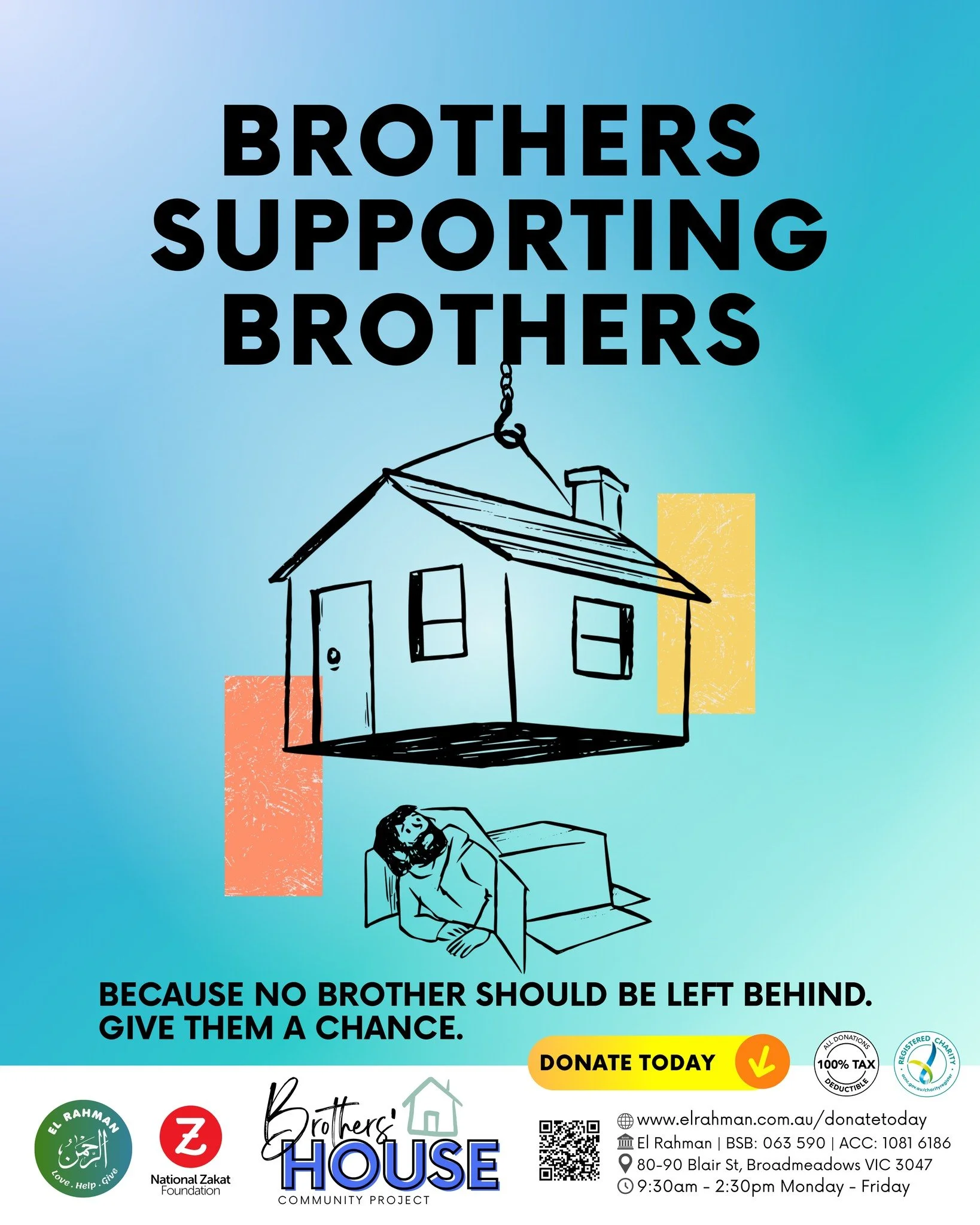 Our new Brothers' House Community Project aims to provide the safety, stability and support our brothers need to restore their dignity and give them a much needed chance to get back on their feet.

We Need Your Support! Help us raise funds for essent