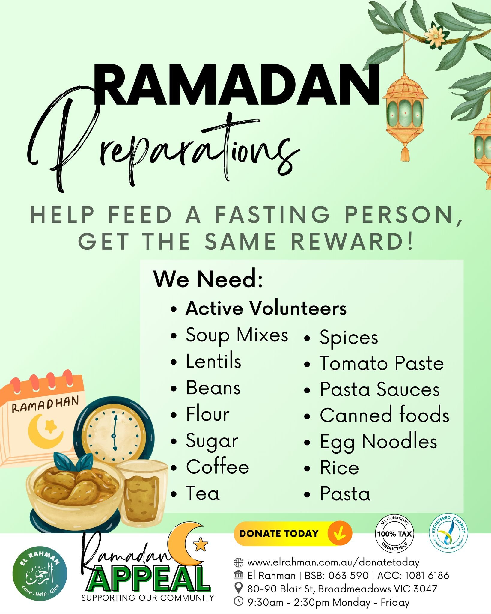 "Whoever helps break the fast of a fasting person, he will have the same reward as him without decreasing anything from the reward of the fasting person. Sahih al-Tirmidhī 

With the blessed month of Ramadan just around the corner, we have a lo