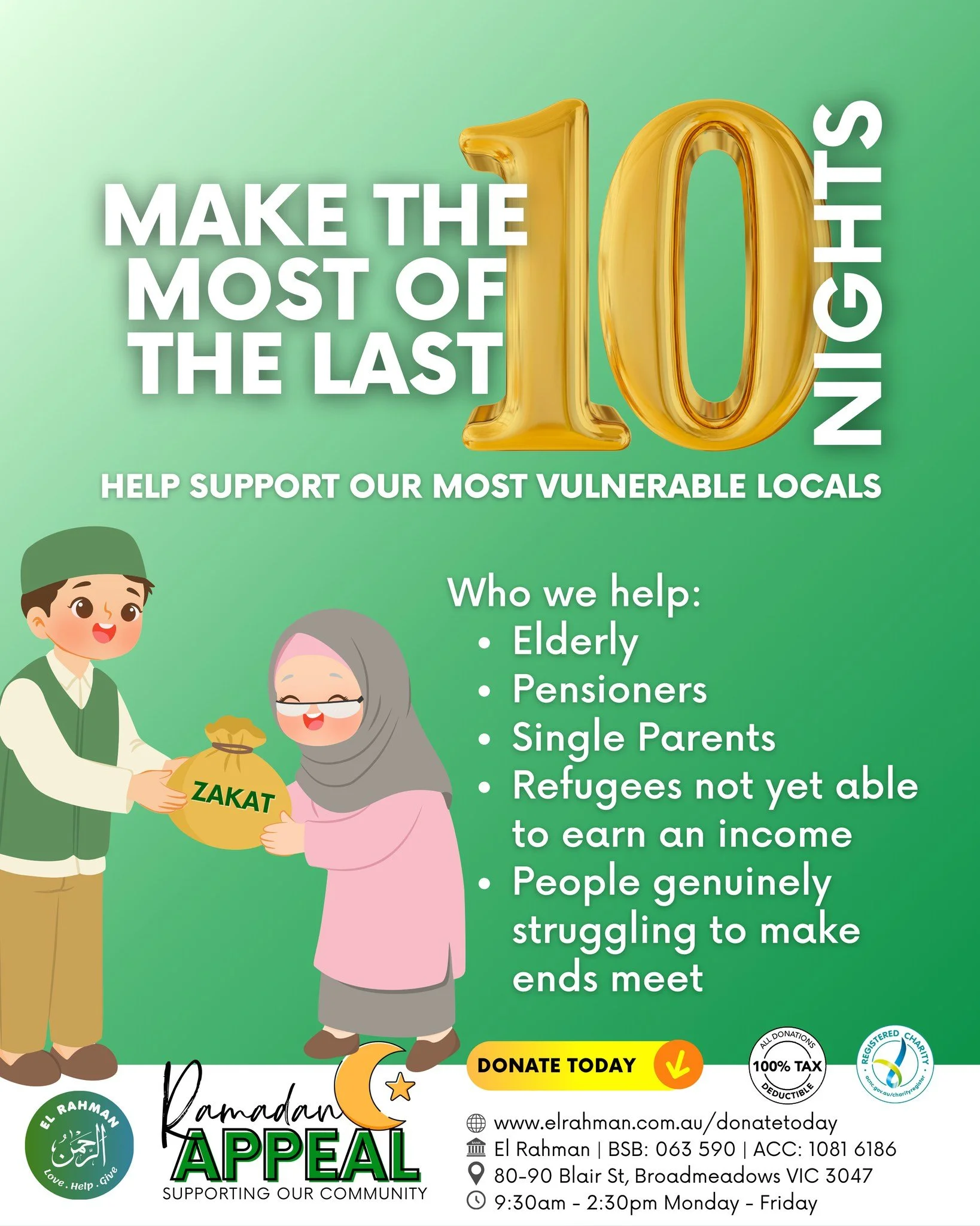 The last 10 nights are upon us!
Let's make the most of it 

With thousands of Muslims genuinely in need of your support, we urge you to give your Zakat locally this year!

𝙃𝙊𝙒 𝙏𝙊 𝘾𝙊𝙉𝙏𝙍𝙄𝘽𝙐𝙏𝙀:
💚 𝗚𝗲𝘁 𝗶𝗻𝘃𝗼𝗹𝘃𝗲𝗱 &amp; 𝘃𝗼𝗹𝘂𝗻?