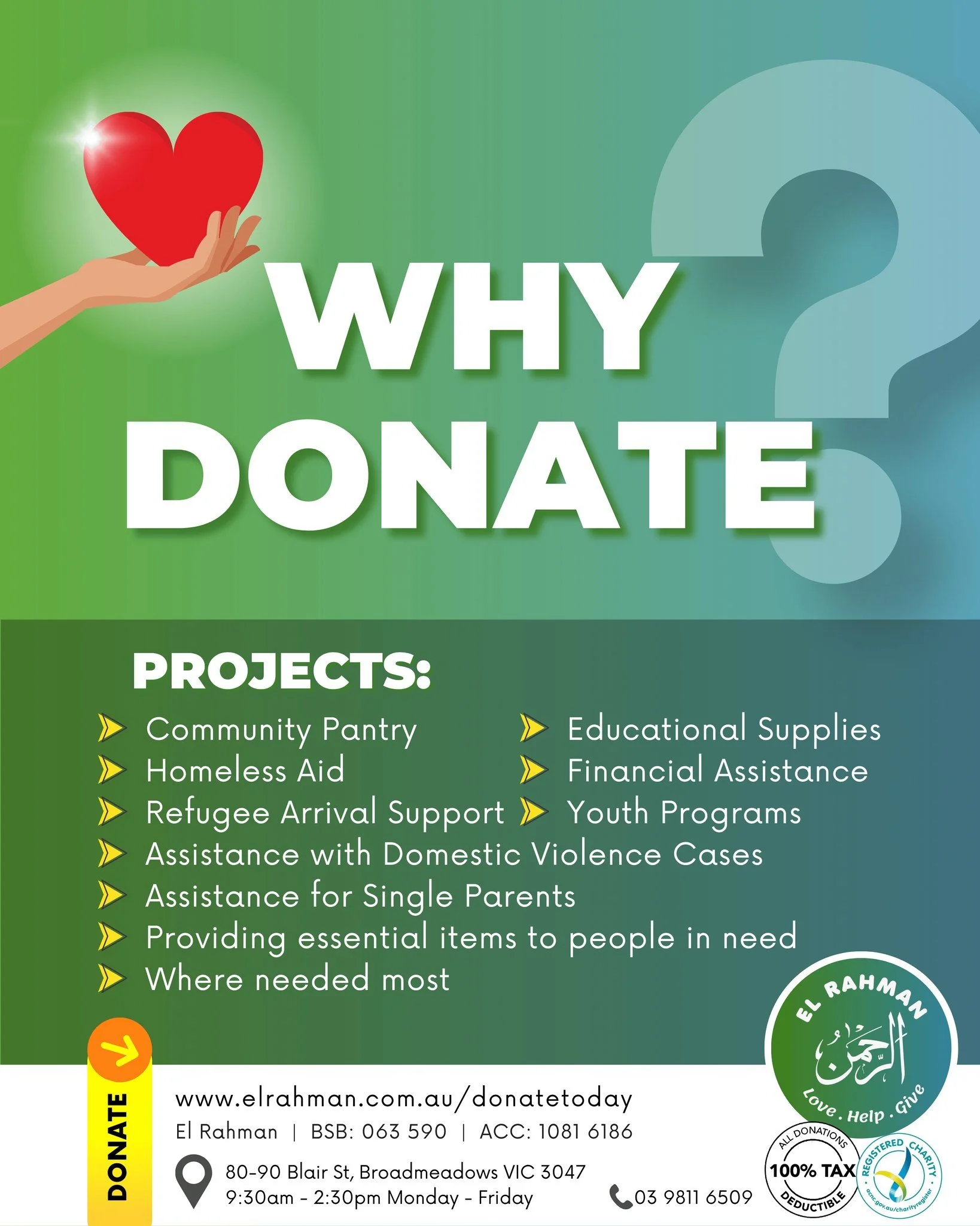 We have a wide range of projects ranging from helping locals with groceries to youth programs, supporting single parents, and more.

𝙃𝙊𝙒 𝙏𝙊 𝘾𝙊𝙉𝙏𝙍𝙄𝘽𝙐𝙏𝙀:
💚 𝗚𝗲𝘁 𝗶𝗻𝘃𝗼𝗹𝘃𝗲𝗱 &amp; 𝘃𝗼𝗹𝘂𝗻𝘁𝗲𝗲𝗿: https://forms.office.com/r/29R