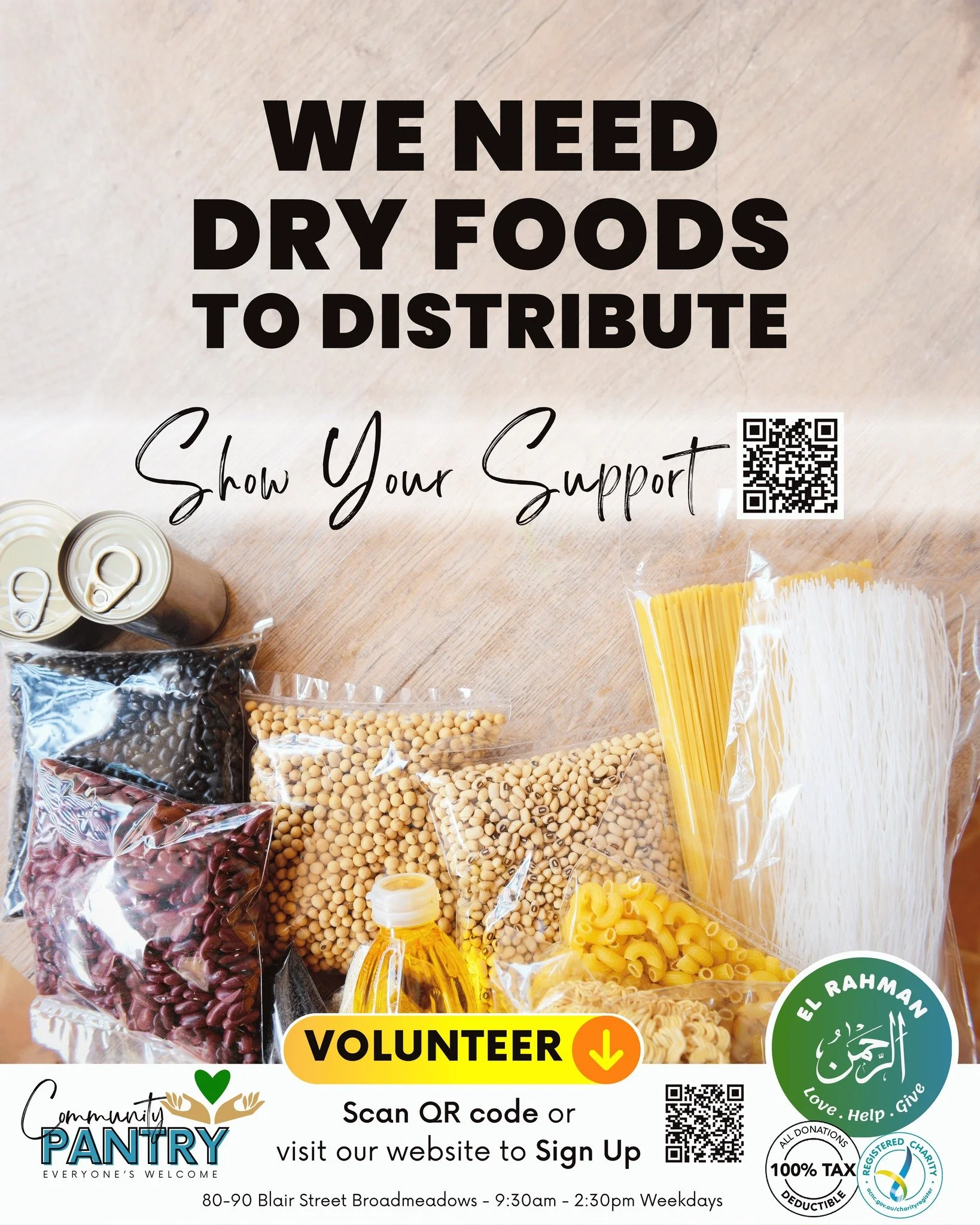 Who's up for Easy Rewards??
While you're out doing your regular shopping, grab a few bags of lentils, pasta, egg noodles, canned foods, coffee, tea or spices, and drop them off to our community pantry.
Your donations get distributed to locals in need